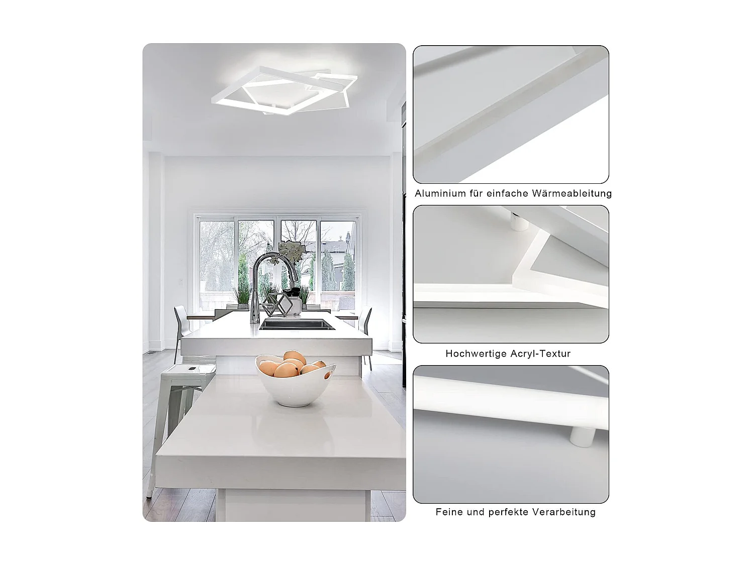 NETTLIFE Plafonnier LED Salon Lampe à Intensité Variable 50W Design Moderne avec Télécommande en Métal pour Salle à Manger Cuisine Chambre