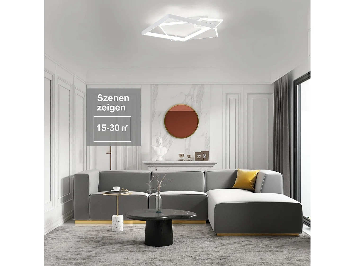 NETTLIFE Plafonnier LED Salon Lampe à Intensité Variable 50W Design Moderne avec Télécommande en Métal pour Salle à Manger Cuisine Chambre