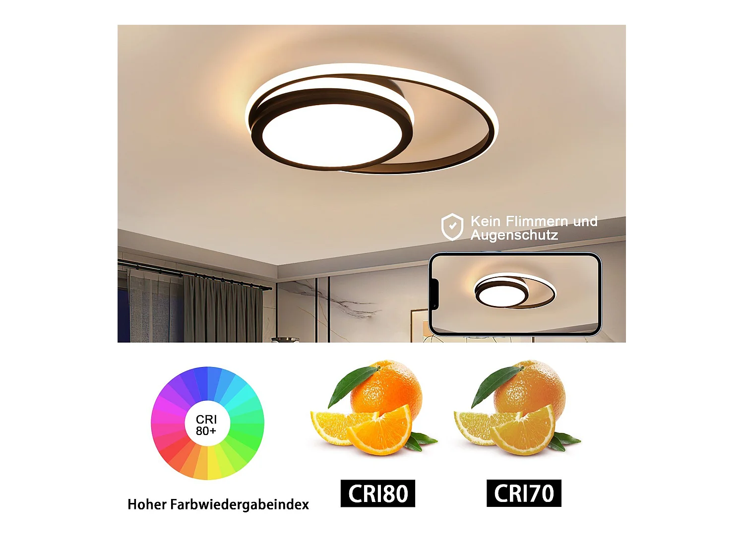 NETTLIFE Plafonnier LED Salon - Lampe Noire Dimmable Lampe Ronde Moderne 56 W avec Design Ciel Étoilé pour Chambre Étude Hôtel Bureau Cuisine