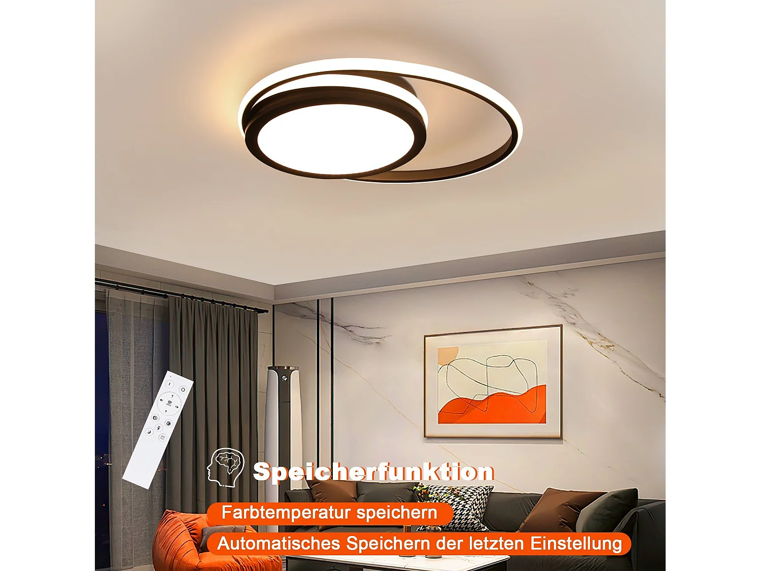 NETTLIFE Plafondlamp LED - 46W - rond - Dimbaar - Moderne Keukenverlichting - met Sterrenhemelontwerp - Zwart - voor Slaapkamer | Studeerkamer | Hotel