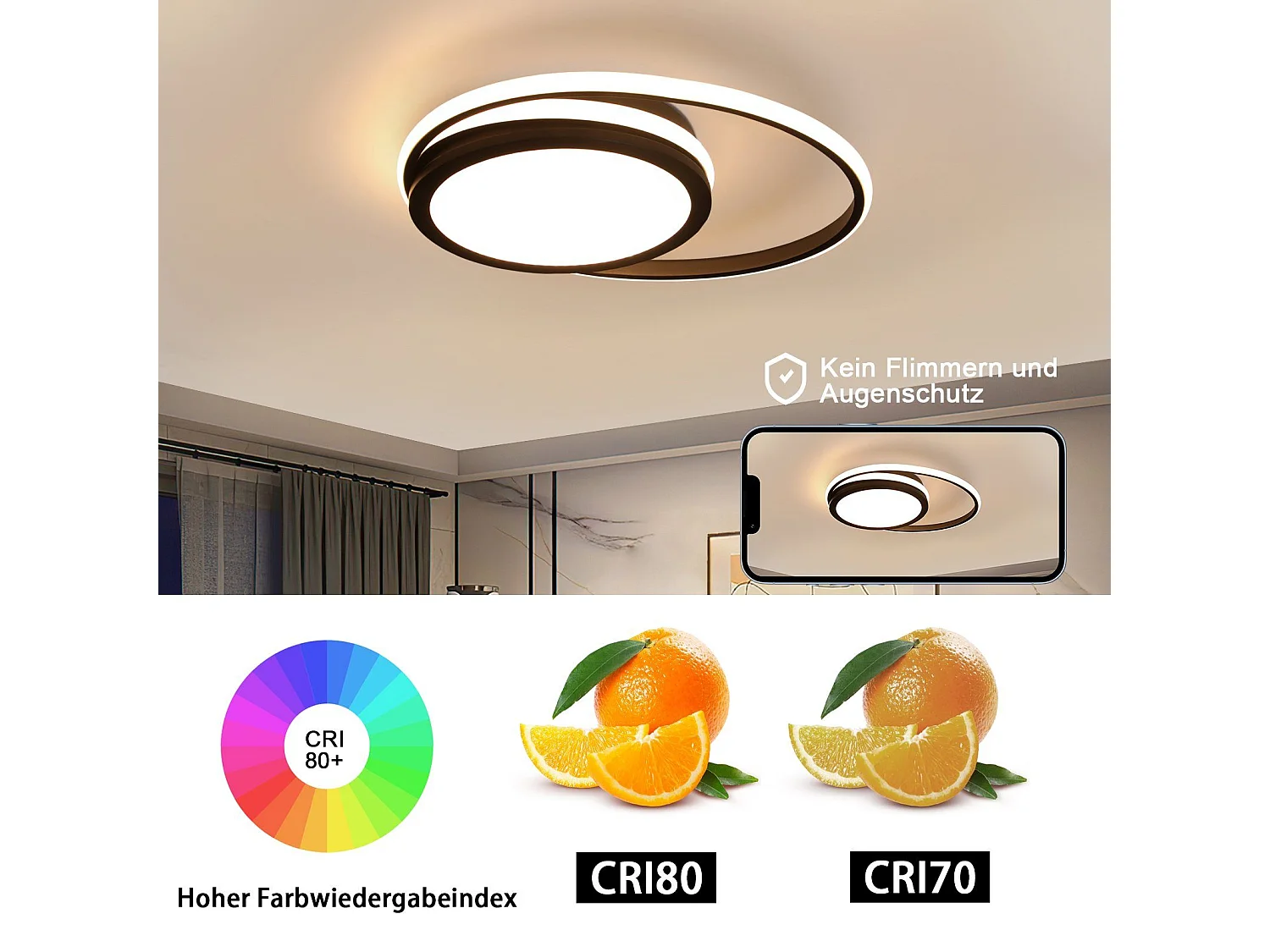 NETTLIFE Plafondlamp LED - 46W - rond - Dimbaar - Moderne Keukenverlichting - met Sterrenhemelontwerp - Zwart - voor Slaapkamer | Studeerkamer | Hotel