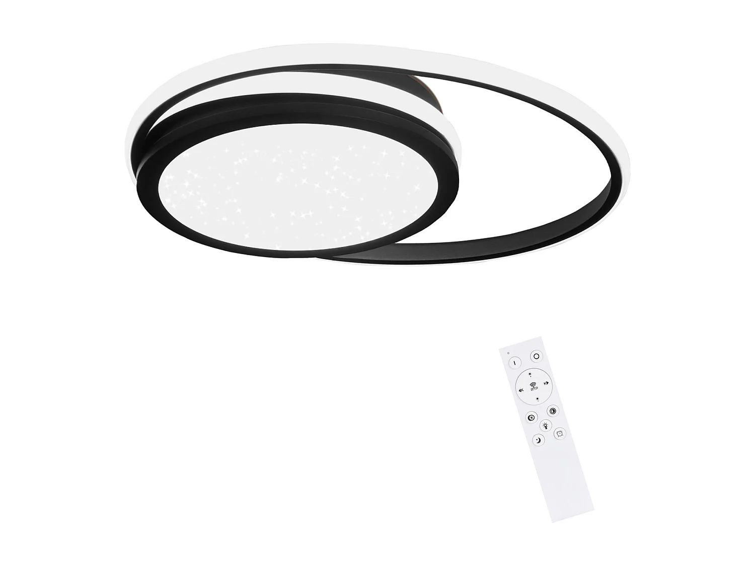 NETTLIFE Plafonnier LED Salon - Lampe Noire Dimmable Lampe Ronde Moderne 56 W avec Design Ciel Étoilé pour Chambre Étude Hôtel Bureau Cuisine