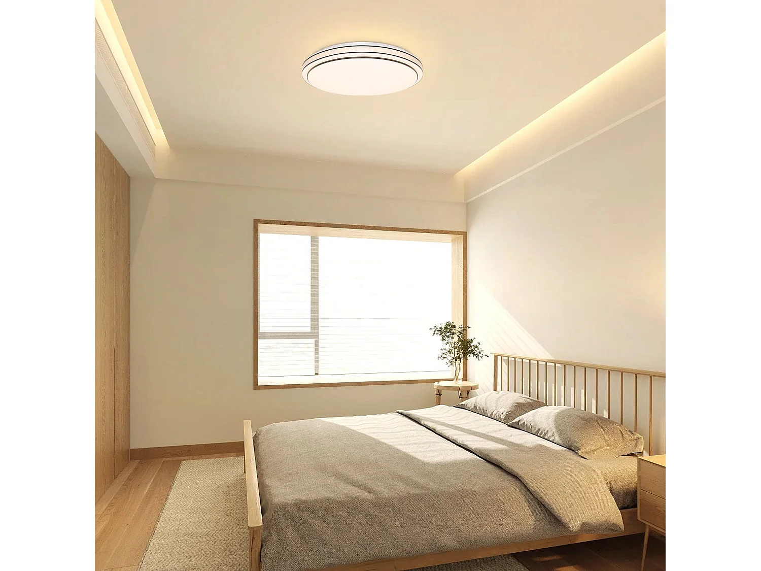 NETTLIFE Lámpara de Techo LED Dormitorio - Diámetro 27 cm Lámpara de Cielo Estrellado Lámpara Blanca cálida de 12 W Lámpara Redonda Moderna  para