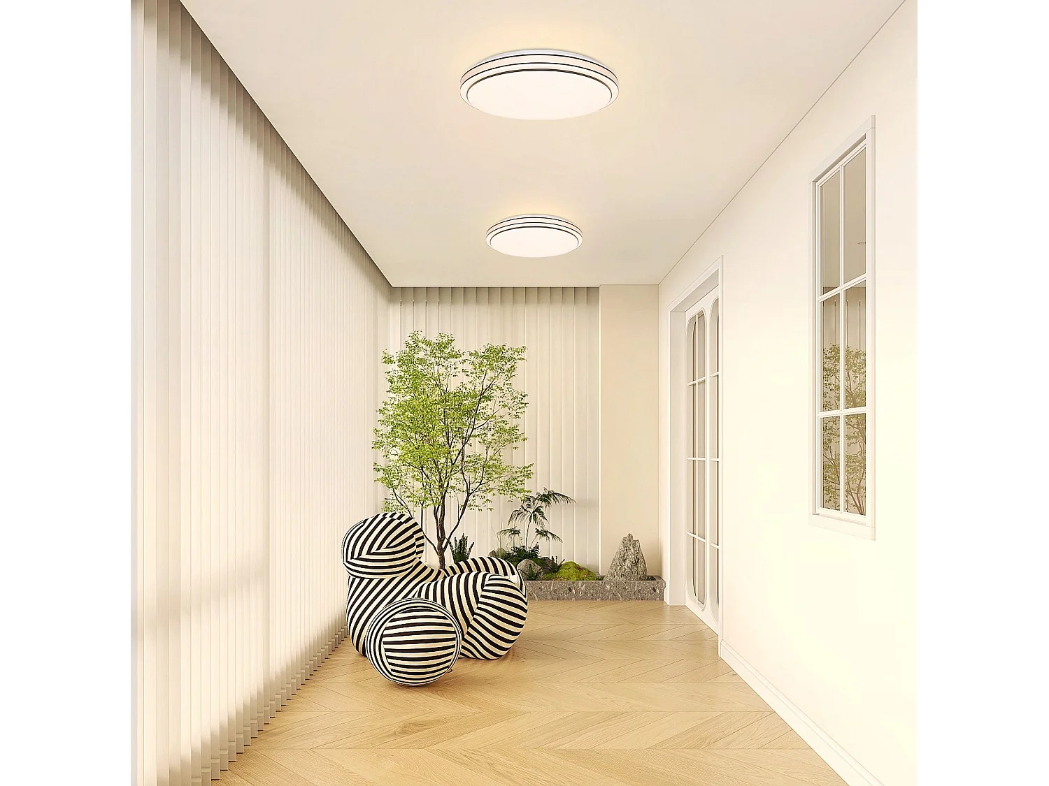 NETTLIFE Lampa sufitowa LED Sypialnia - średnica 27 cm Lampa Starry Sky 12W Ciepła biała lampa Nowoczesna okrągła lampa do salonu do przedpokoju w kuchni