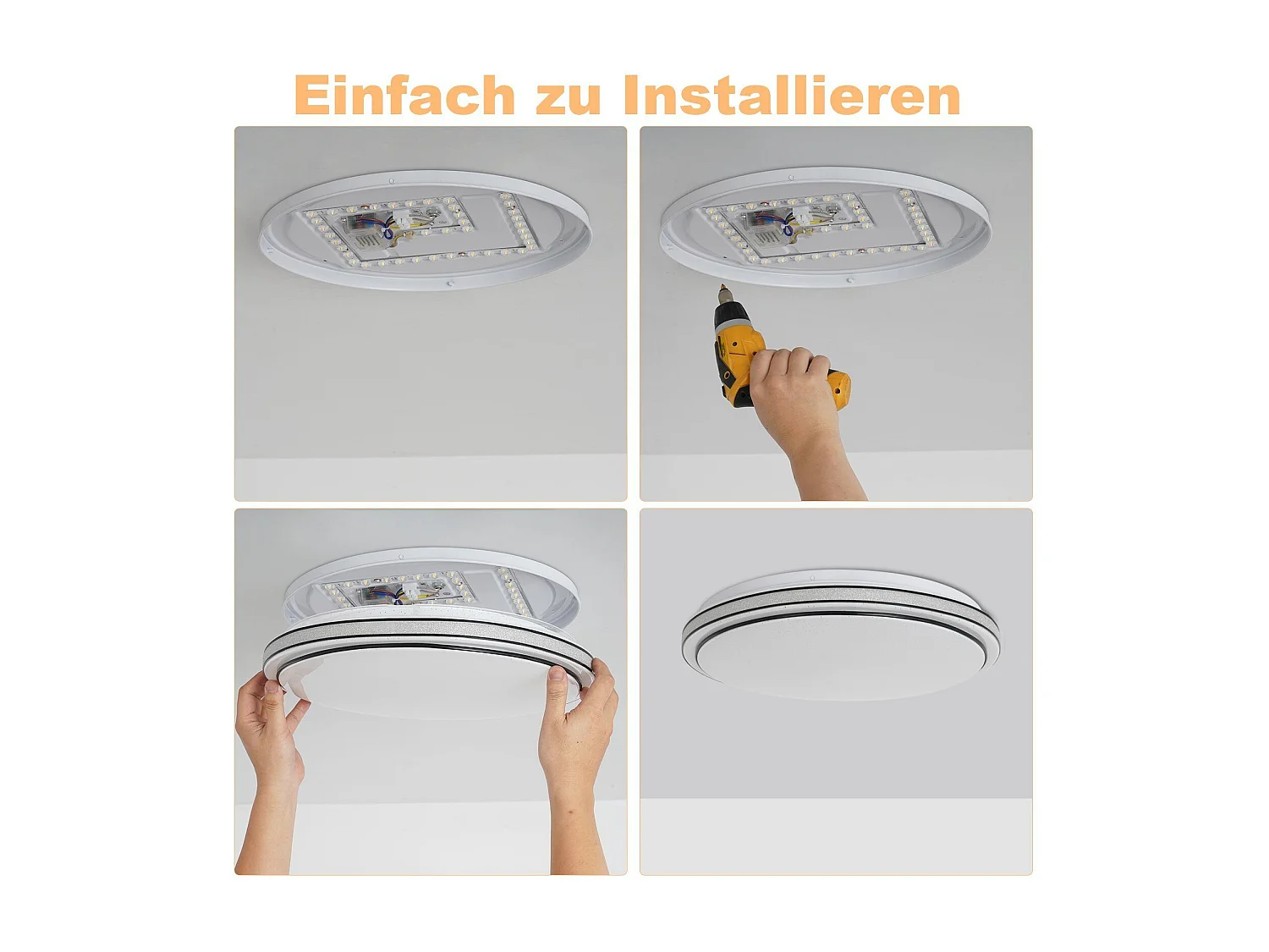 NETTLIFE Plafonnier LED Chambre - Diamètre 27 cm Lampe Ciel Étoilé 12W Lampe Blanc Chaud Lampe Moderne Ronde Salon pour Couloir Cuisine