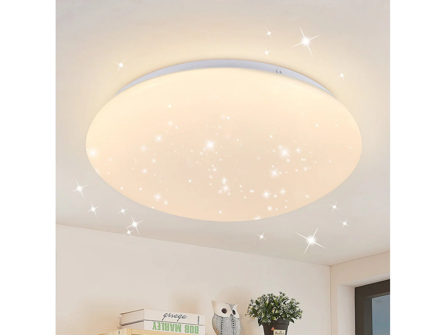 NETTLIFE lampa sufitowa LED 30cm, gwiaździste niebo ciepła kąpiel okrągła 18W IP44 lampa do sypialni dziecięcej kuchnia przedpokój łazienka salon