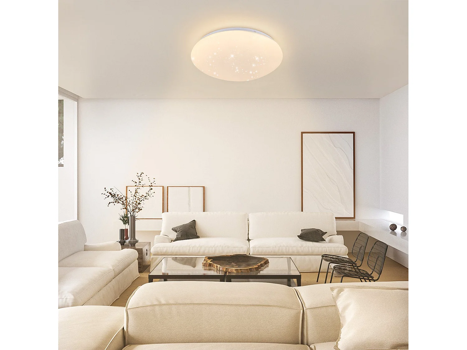 NETTLIFE lampa sufitowa LED 30cm, gwiaździste niebo ciepła kąpiel okrągła 18W IP44 lampa do sypialni dziecięcej kuchnia przedpokój łazienka salon