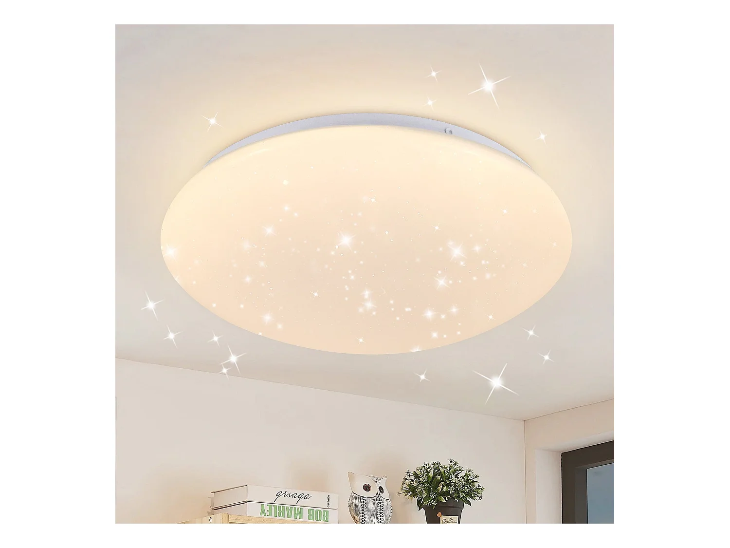 NETTLIFE Plafonnier LED 30cm, ciel étoilé de bain chaud rond 18 W lampe de IP44 pour chambre d'enfant cuisine couloir salle de bain salon