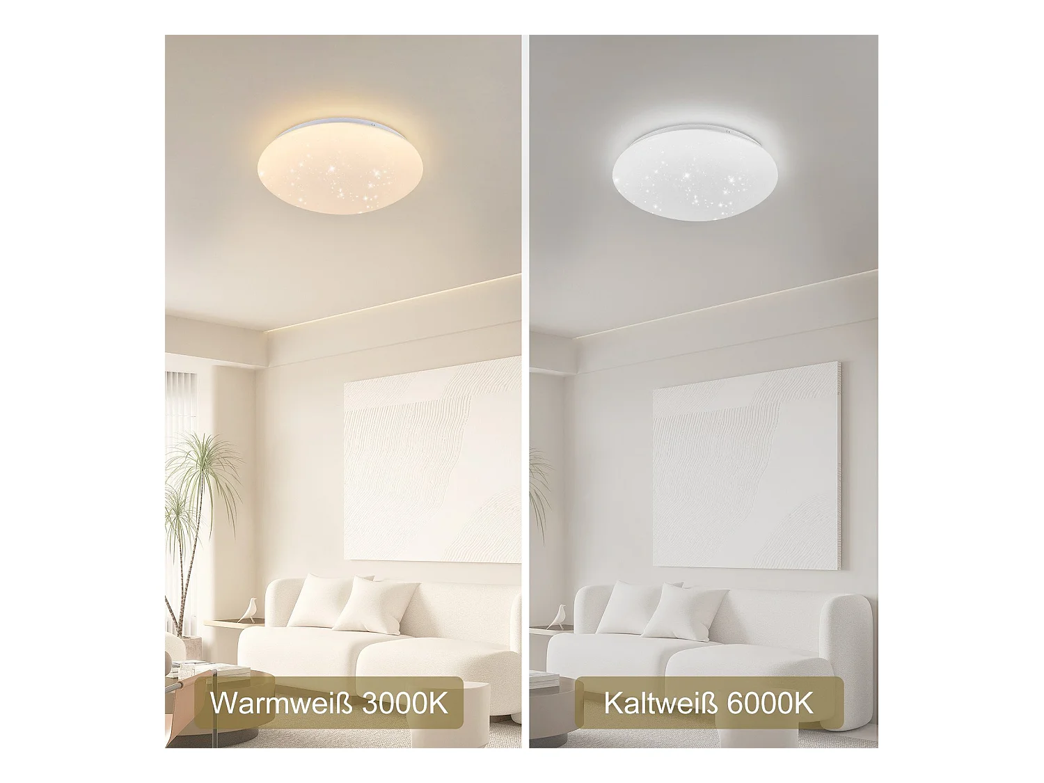 NETTLIFE Plafonnier LED 30cm, ciel étoilé de bain chaud rond 18 W lampe de IP44 pour chambre d'enfant cuisine couloir salle de bain salon