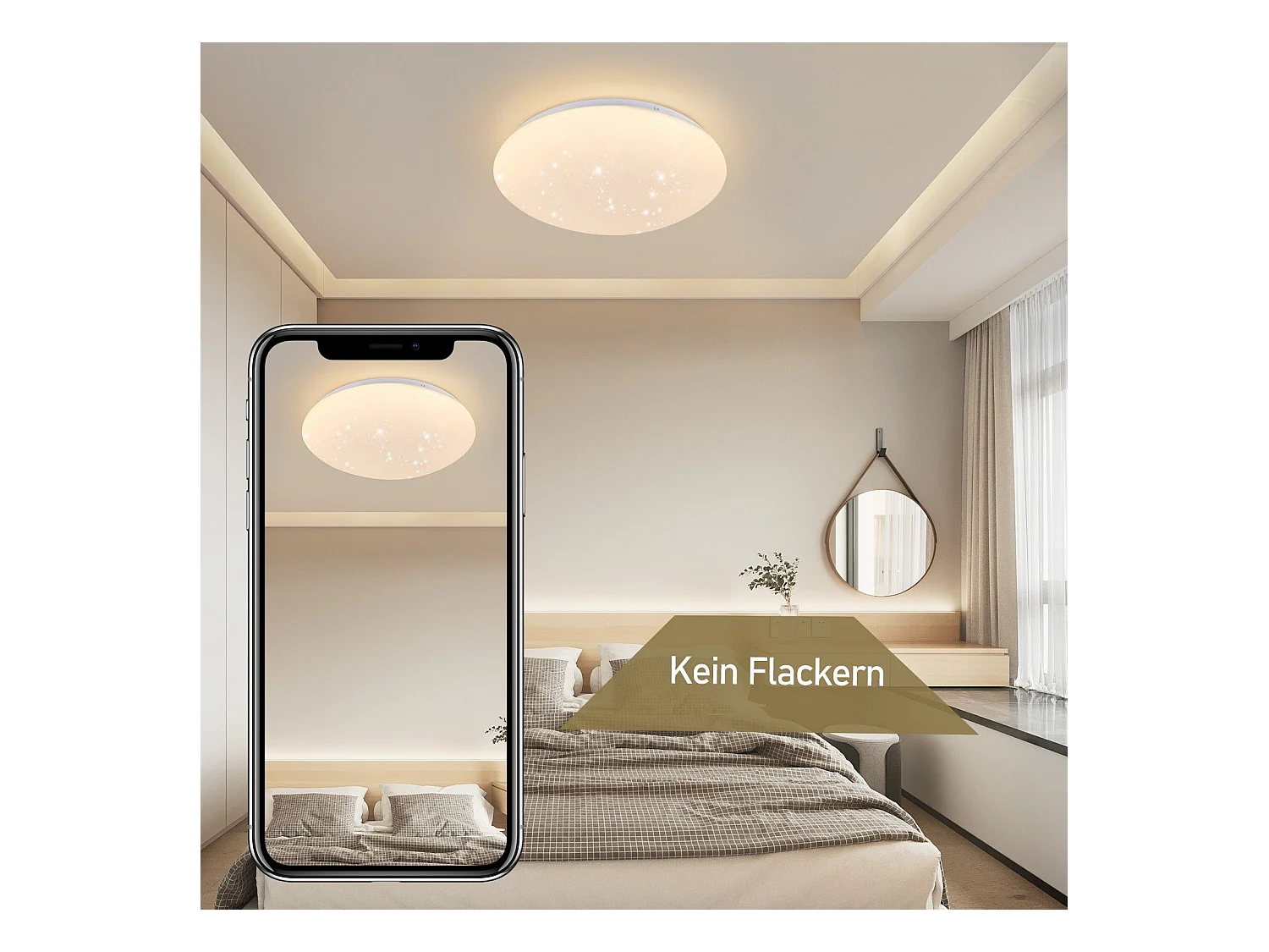 NETTLIFE Plafonnier LED 30cm, ciel étoilé de bain chaud rond 18 W lampe de IP44 pour chambre d'enfant cuisine couloir salle de bain salon
