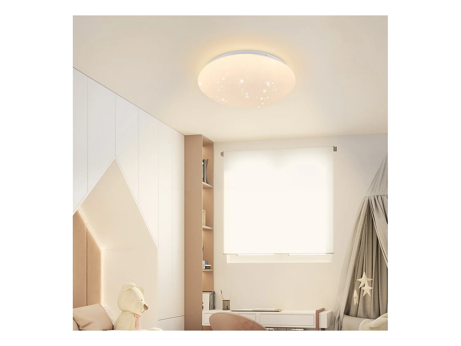 NETTLIFE Plafonnier LED 30cm, ciel étoilé de bain chaud rond 18 W lampe de IP44 pour chambre d'enfant cuisine couloir salle de bain salon