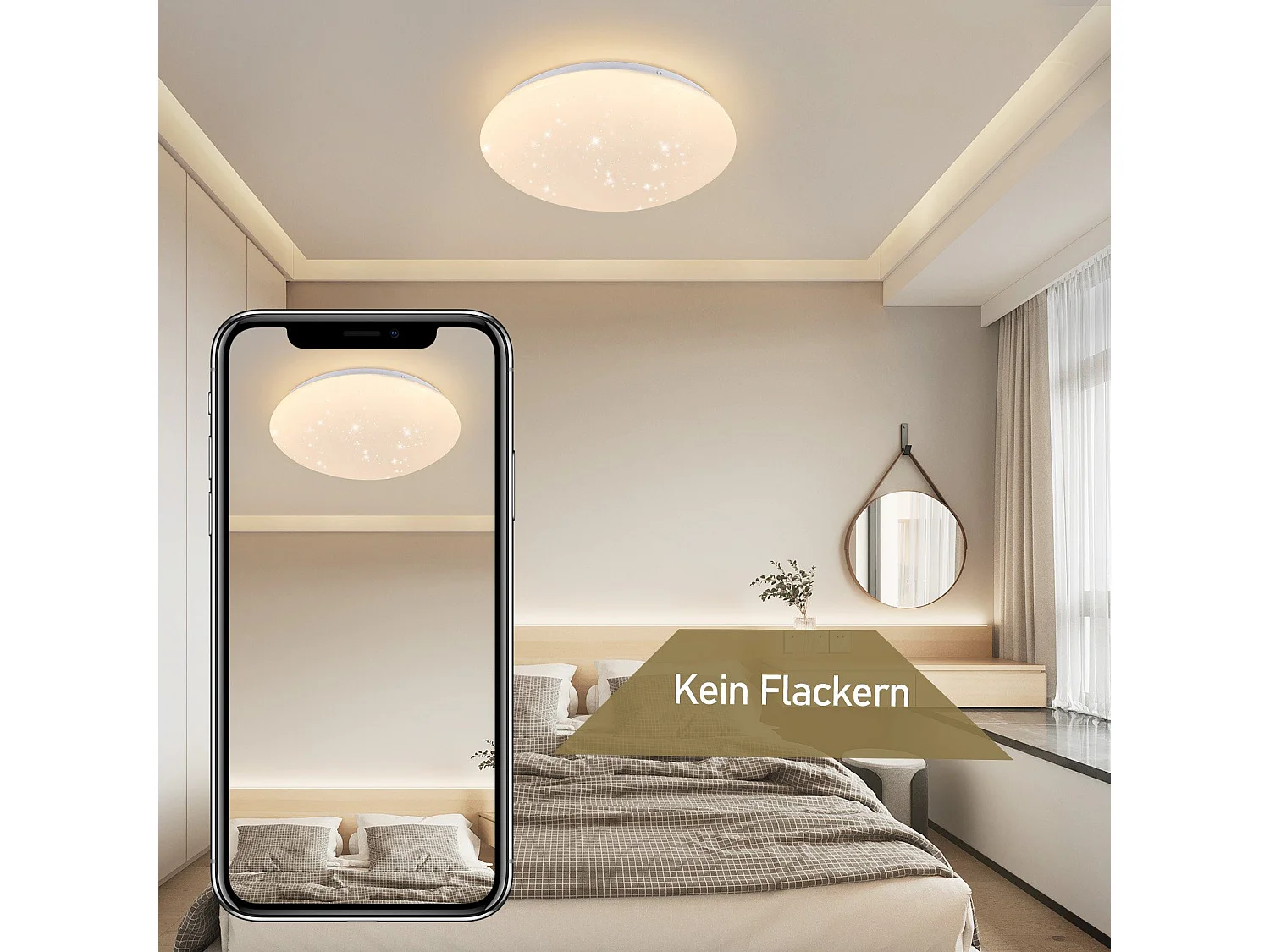 NETTLIFE LED plafondlamp 30cm, sterrenhemel badkamer warme ronde lamp 18W IP44 voor kinderkamer keuken hal badkamer woonkamer