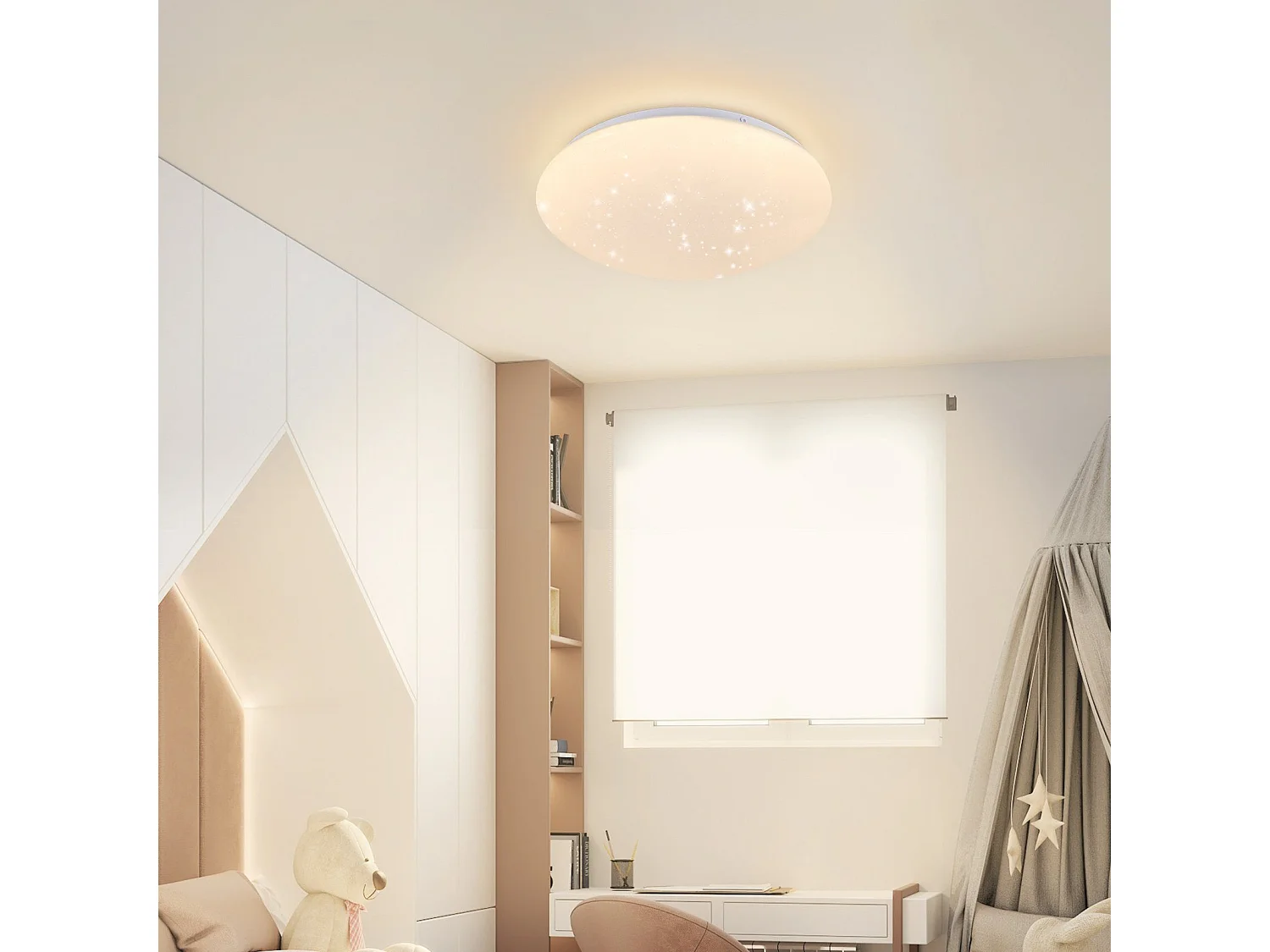 NETTLIFE Plafonnier LED 30cm, ciel étoilé de bain chaud rond 18 W lampe de IP44 pour chambre d'enfant cuisine couloir salle de bain salon