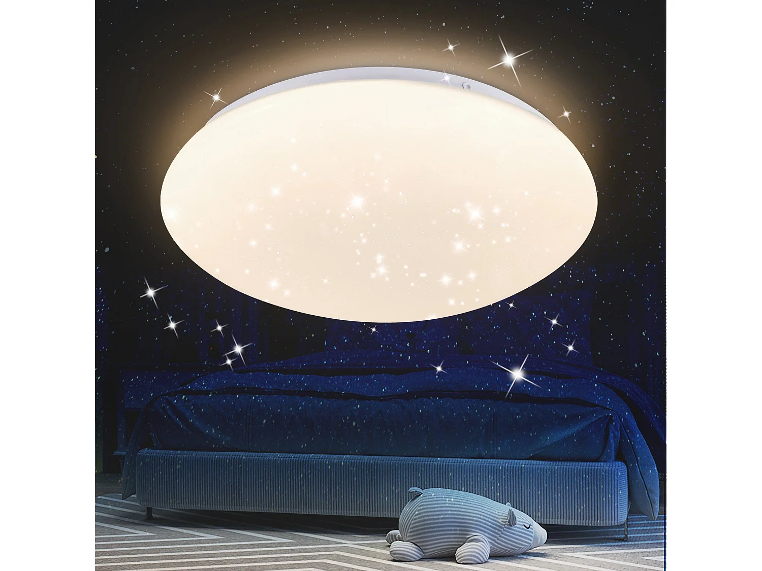 NETTLIFE Lámpara de Techo LED 30 cm Redonda IP44 18 W Dormitorio Cielo Estrellado Blanco Neutro Impermeable para Cocina Habitación Infantil Pasillo
