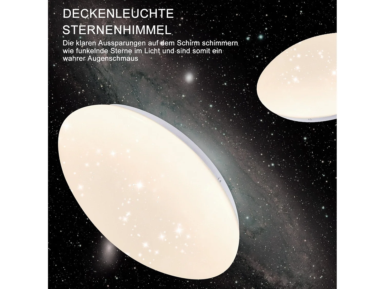 NETTLIFE Lámpara de Techo LED 30 cm Redonda IP44 18 W Dormitorio Cielo Estrellado Blanco Neutro Impermeable para Cocina Habitación Infantil Pasillo