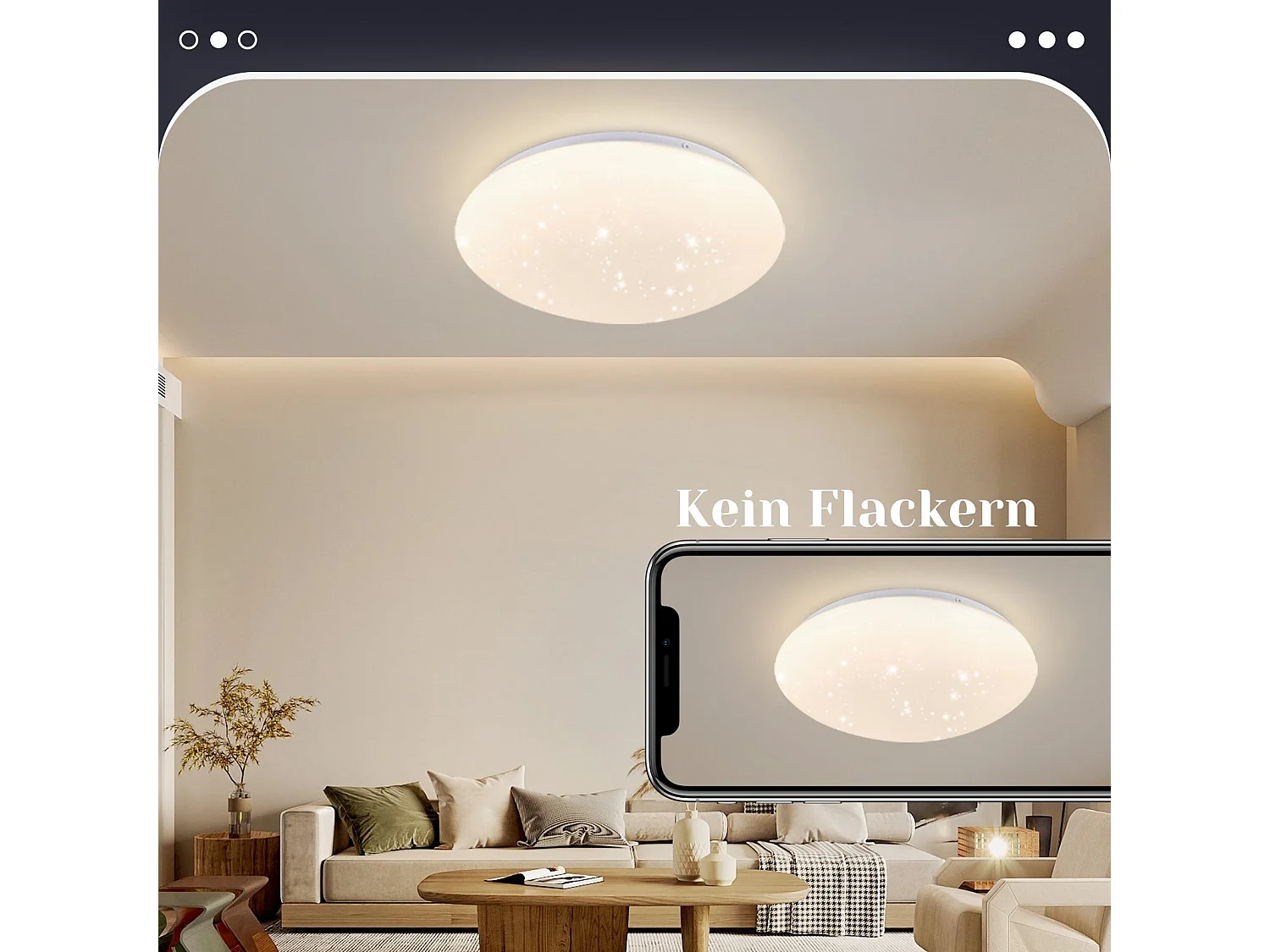 NETTLIFE Lámpara de Techo LED 30 cm Redonda IP44 18 W Dormitorio Cielo Estrellado Blanco Neutro Impermeable para Cocina Habitación Infantil Pasillo