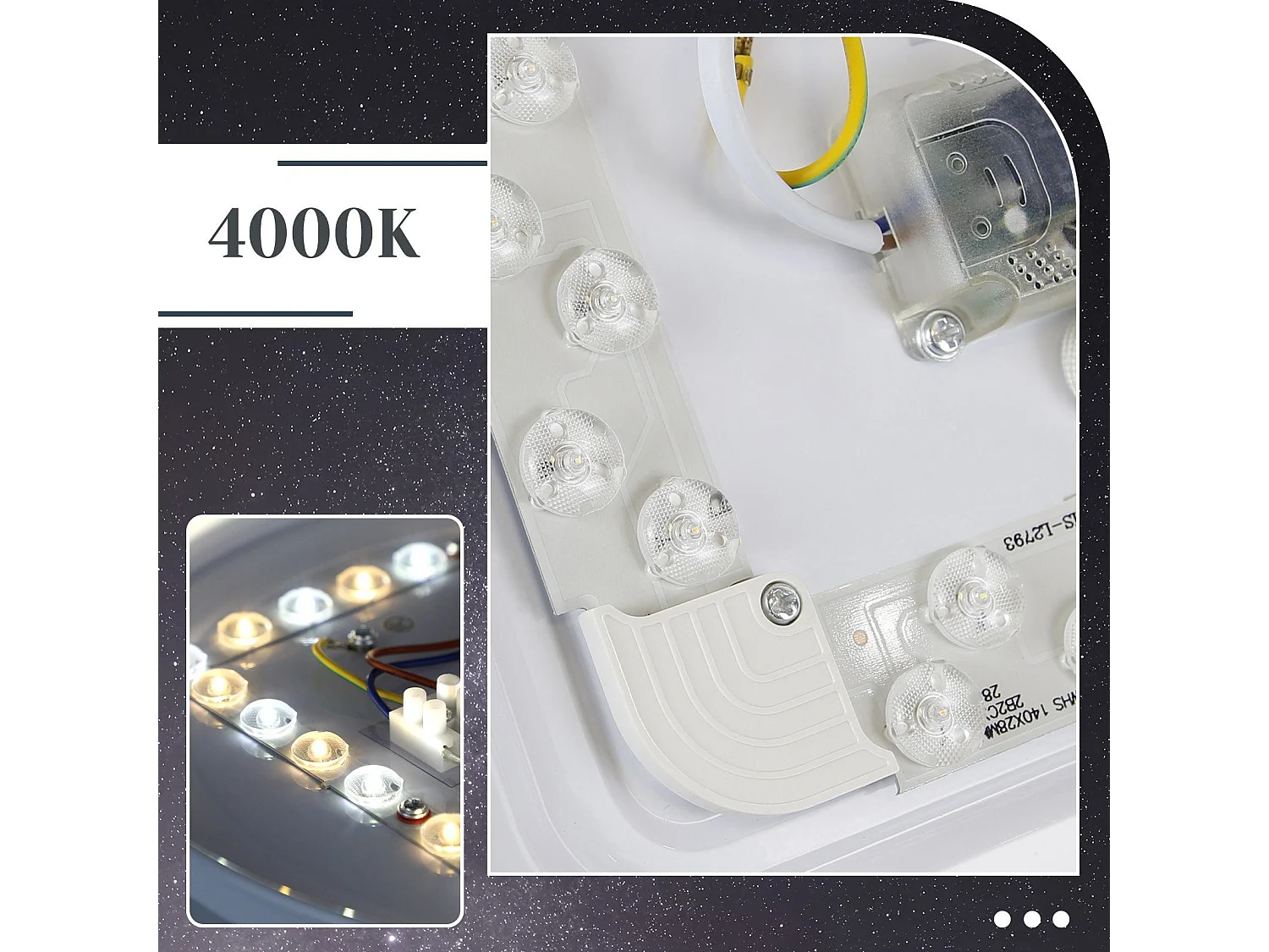 NETTLIFE Lámpara de Techo LED 30 cm Redonda IP44 18 W Dormitorio Cielo Estrellado Blanco Neutro Impermeable para Cocina Habitación Infantil Pasillo