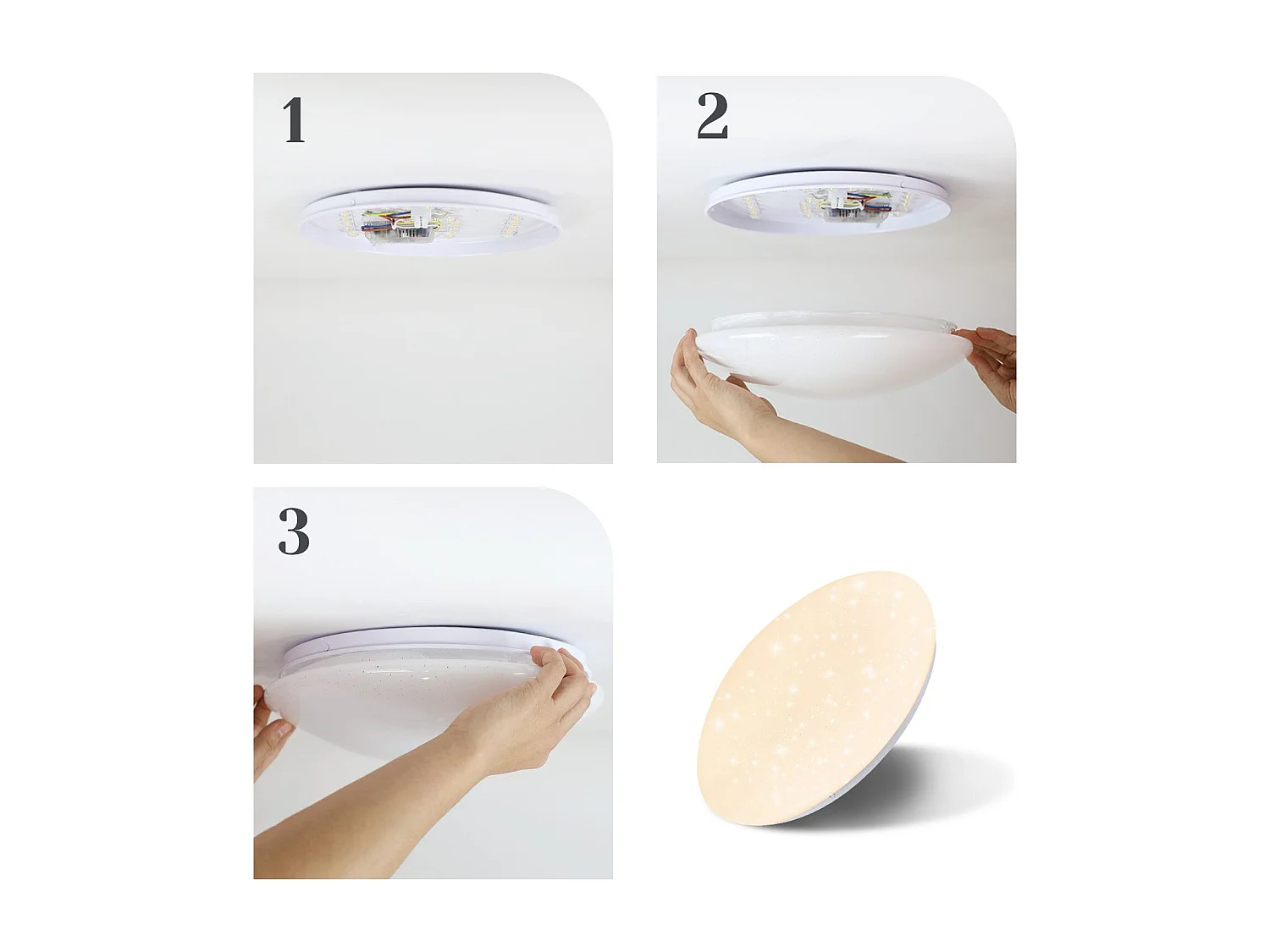 NETTLIFE Lámpara de Techo LED 30 cm Redonda IP44 18 W Dormitorio Cielo Estrellado Blanco Neutro Impermeable para Cocina Habitación Infantil Pasillo