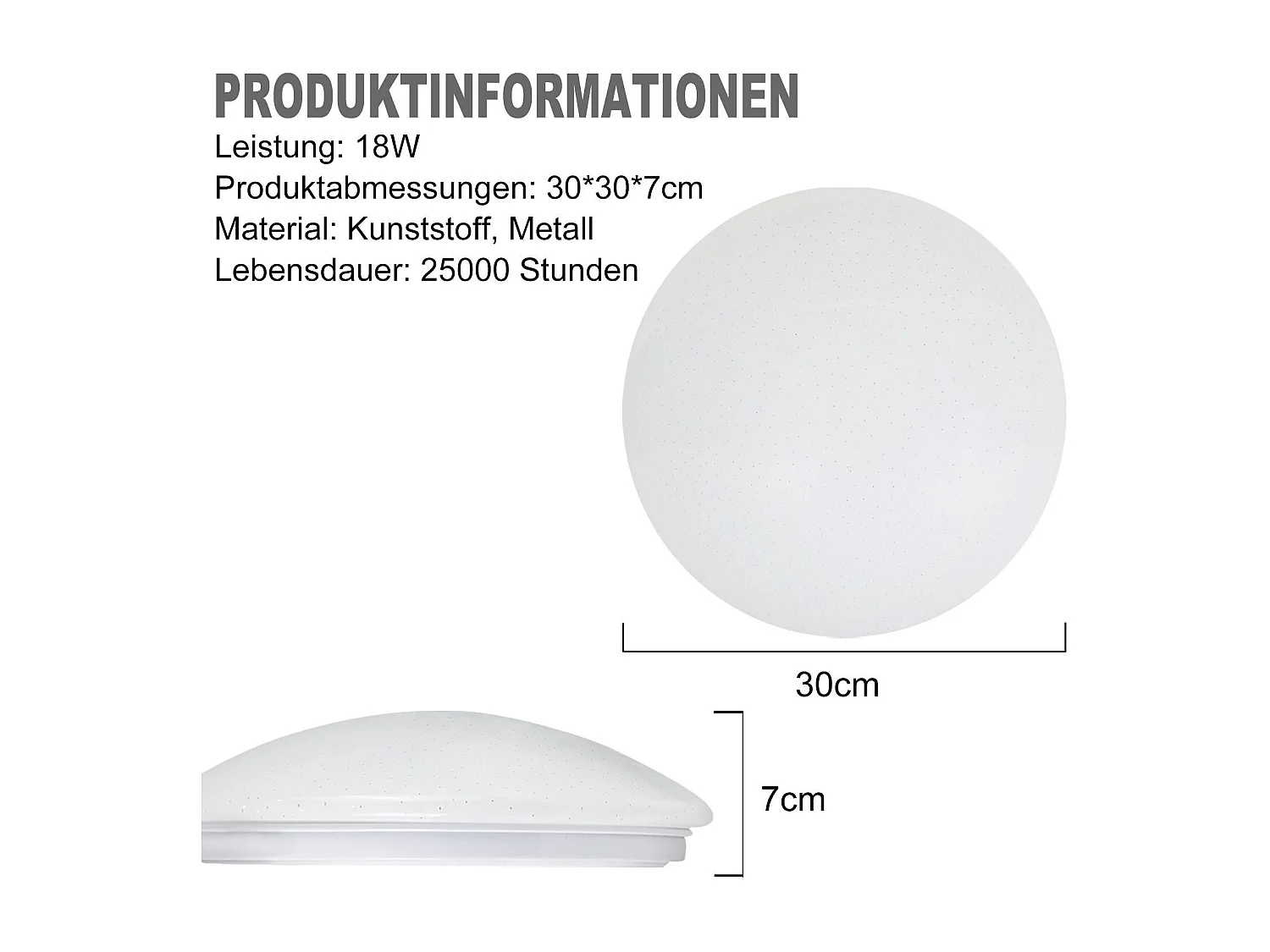 NETTLIFE Lámpara de Techo LED 30 cm Redonda IP44 18 W Dormitorio Cielo Estrellado Blanco Neutro Impermeable para Cocina Habitación Infantil Pasillo