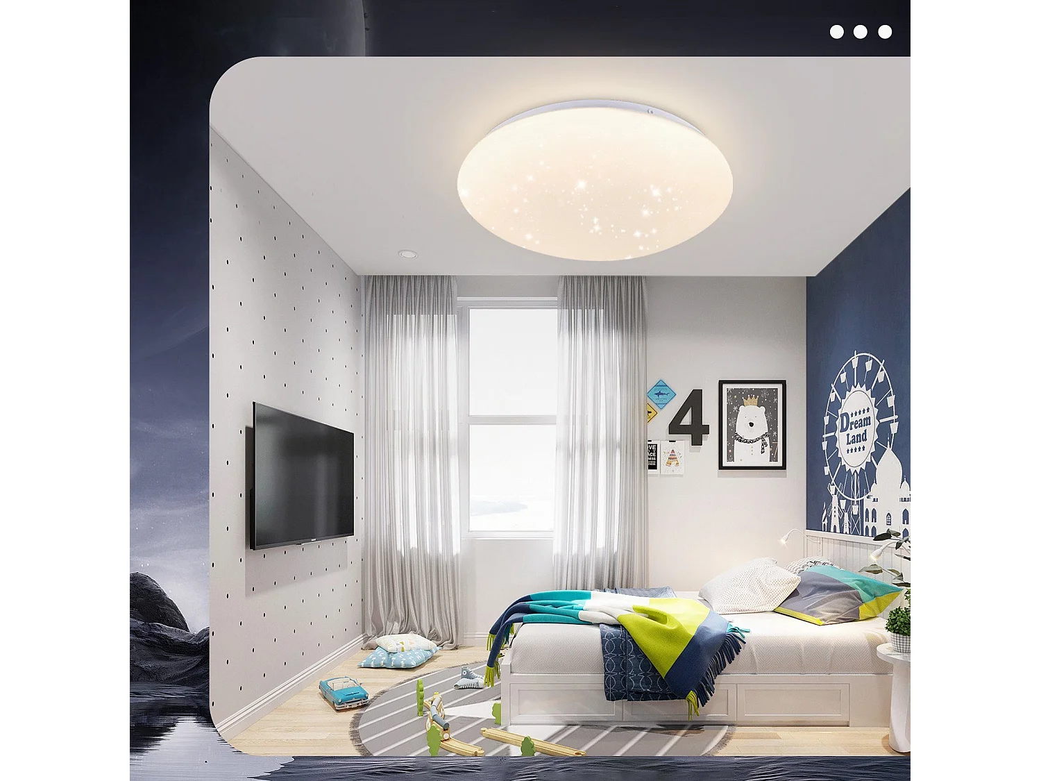 NETTLIFE Lámpara de Techo LED 30 cm Redonda IP44 18 W Dormitorio Cielo Estrellado Blanco Neutro Impermeable para Cocina Habitación Infantil Pasillo