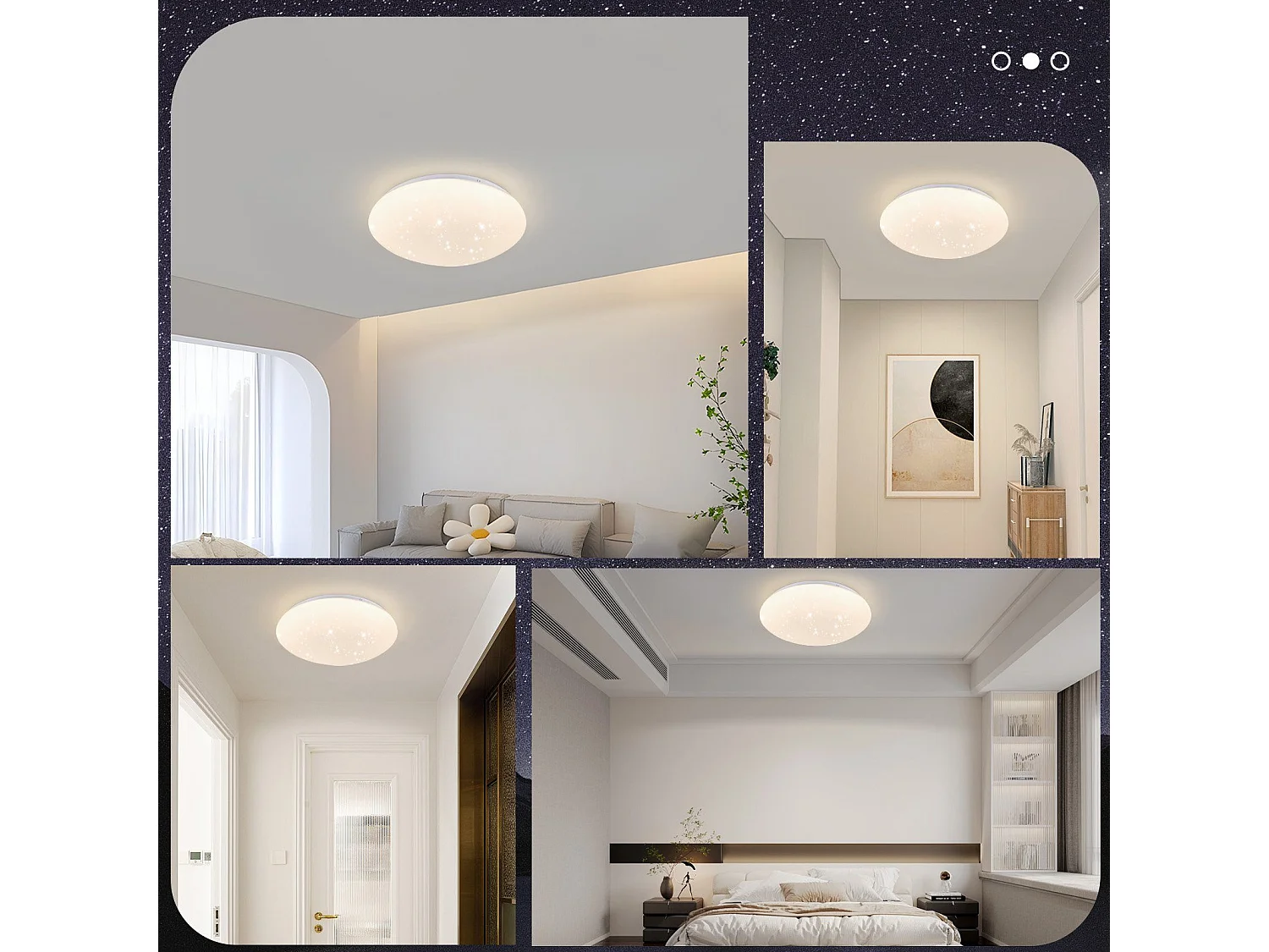 NETTLIFE Lámpara de Techo LED 30 cm Redonda IP44 18 W Dormitorio Cielo Estrellado Blanco Neutro Impermeable para Cocina Habitación Infantil Pasillo