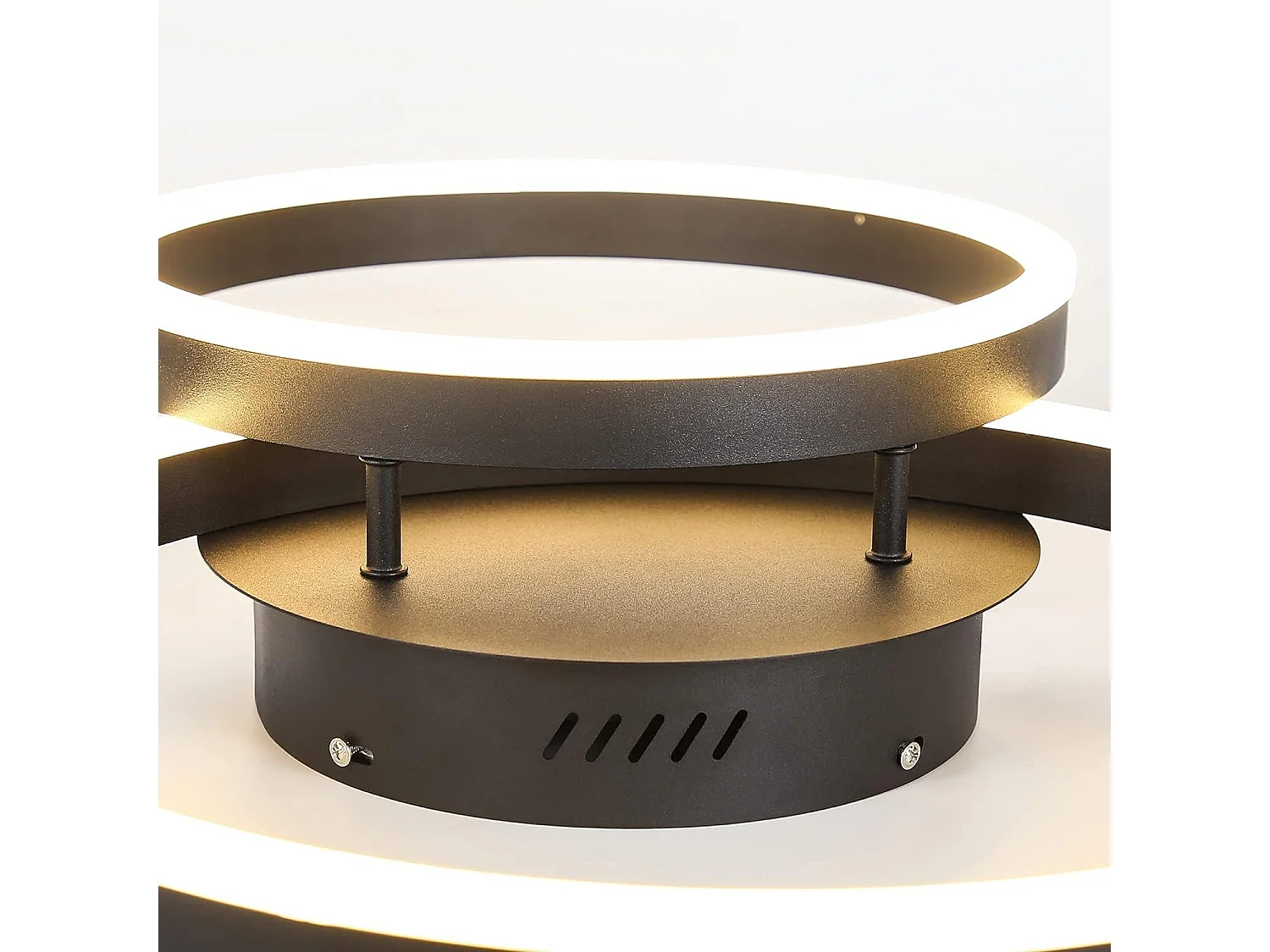 NETTLIFE Plafondlamp LED - Zwart - Ring Design - 2-Lichts - Dimbaar - 46W - Moderne Plafondverlichting- met Afstandsbediening - voor Slaapkamer | Keuken | Woonkamer