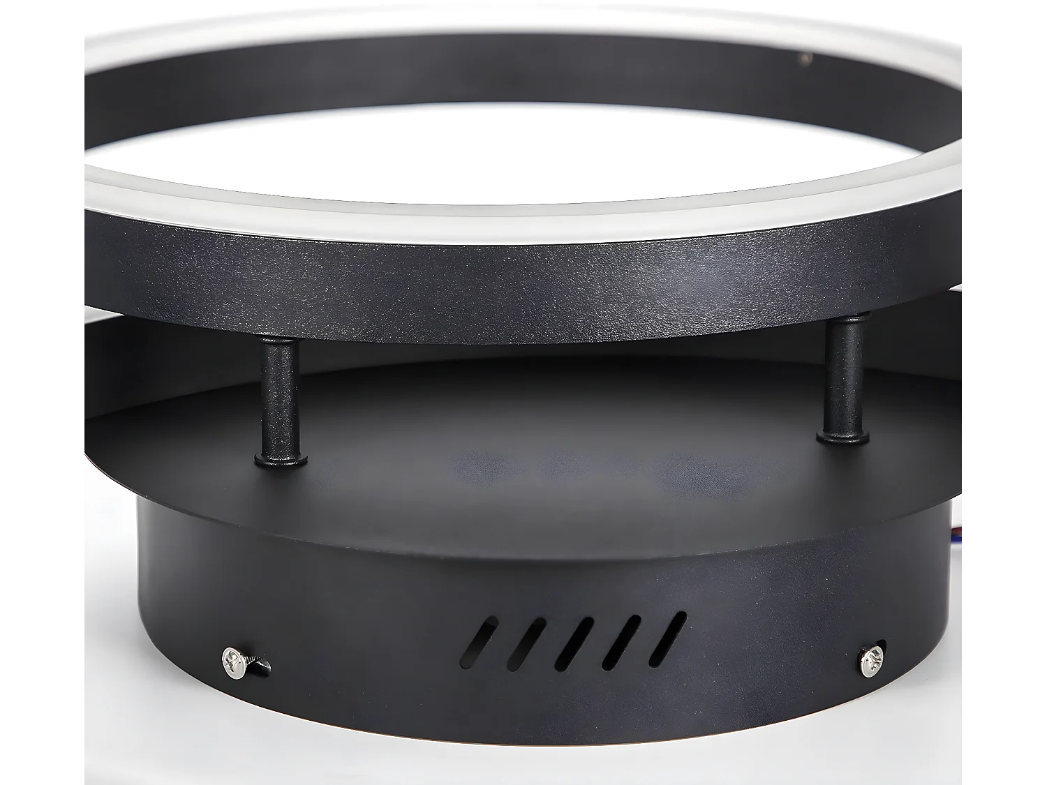 NETTLIFE Plafondlamp LED - Zwart - Ring Design - 2-Lichts - Dimbaar - 46W - Moderne Plafondverlichting- met Afstandsbediening - voor Slaapkamer | Keuken | Woonkamer