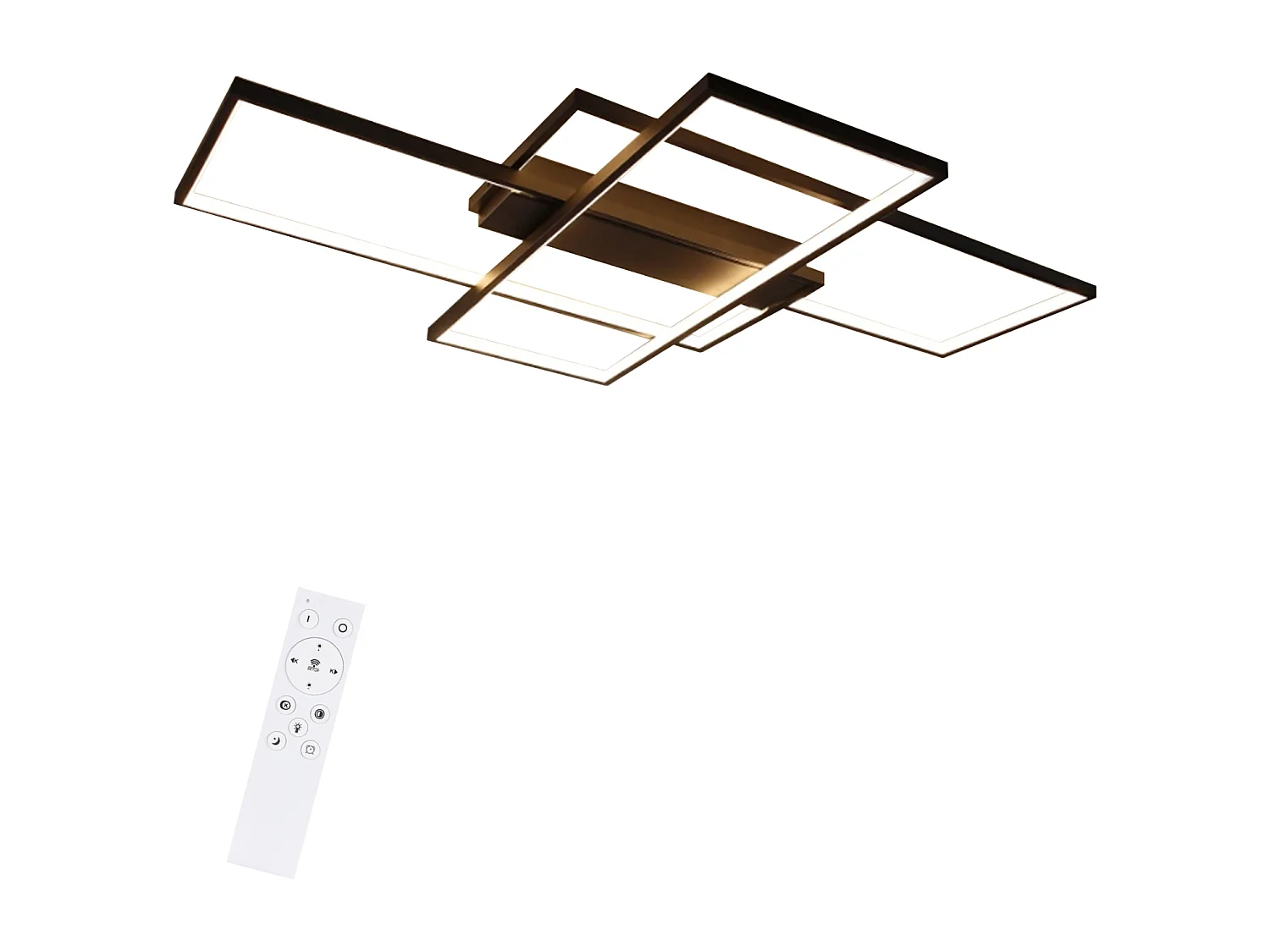 NETTLIFE Plafonnier Dimmable, 100x70x8cm, 3 Carrés Plafonniers LED noir Modernes avec Télécommande, 88W Acrylique Éclairage Lampe de Plafond