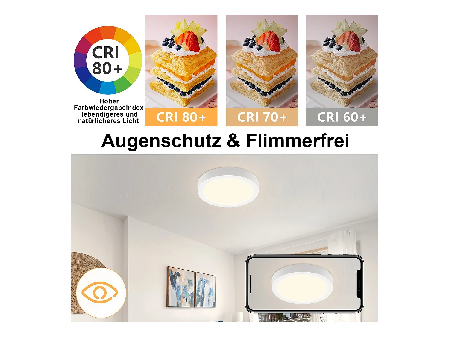 NETTLIFE Plafonnier LED Rond Moderne Blanc Lampe de Couloir 3000K 18W IP44 Étanche pour Cuisine Bureau Salon Salle de Bain Chambre d'Enfant Chambre