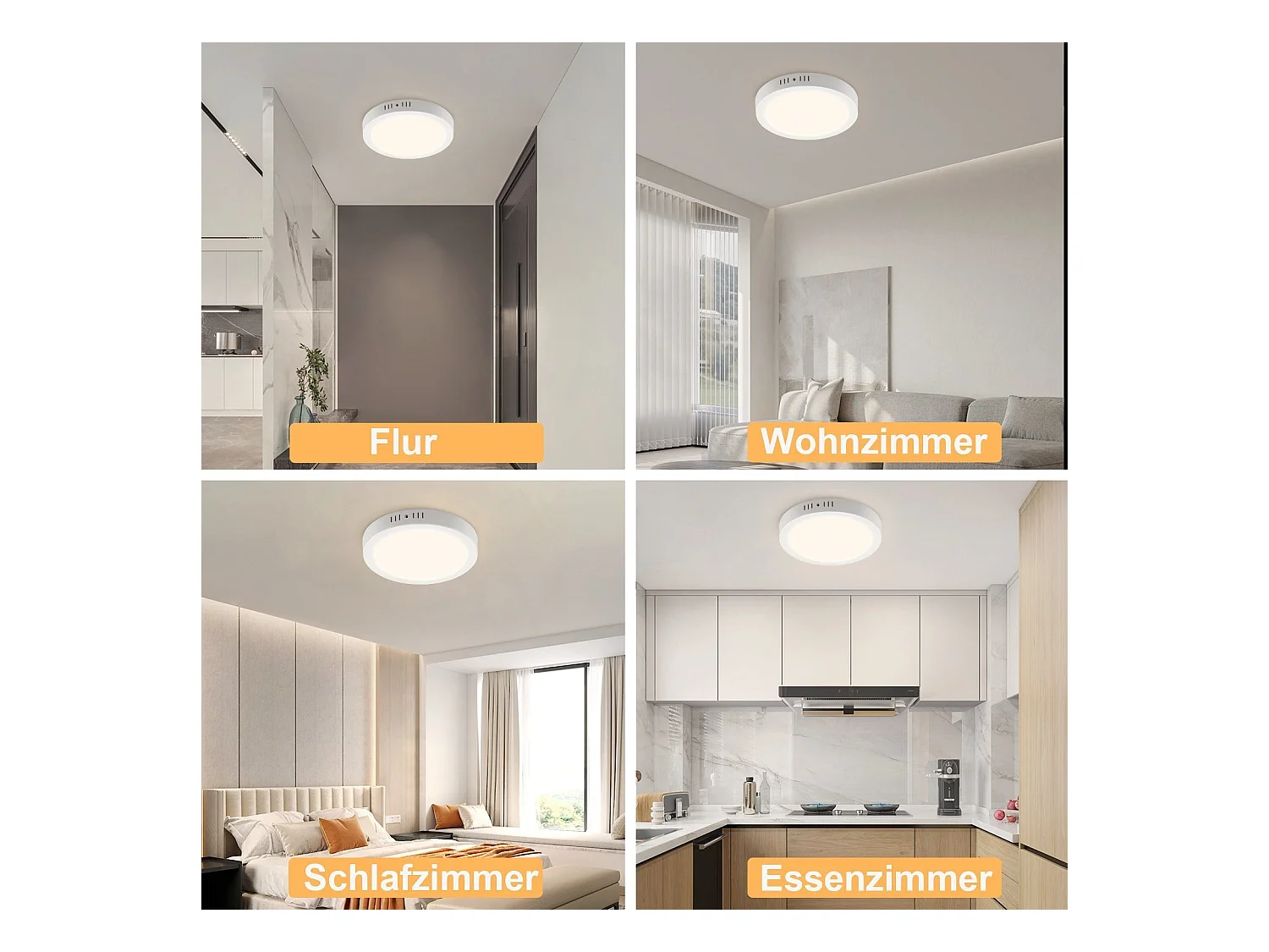 NETTLIFE Plafonnier LED Rond Moderne Blanc Lampe de Couloir 3000K 18W IP44 Étanche pour Cuisine Bureau Salon Salle de Bain Chambre d'Enfant Chambre