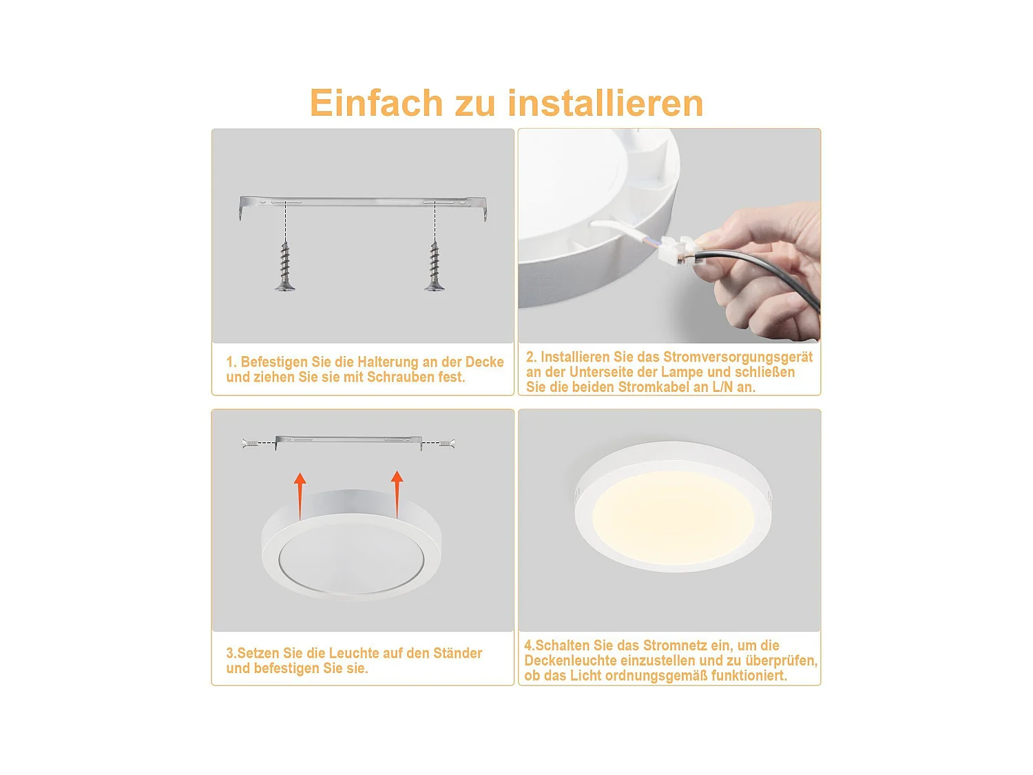 NETTLIFE Plafonnier LED Rond Moderne Blanc Lampe de Couloir 3000K 18W IP44 Étanche pour Cuisine Bureau Salon Salle de Bain Chambre d'Enfant Chambre