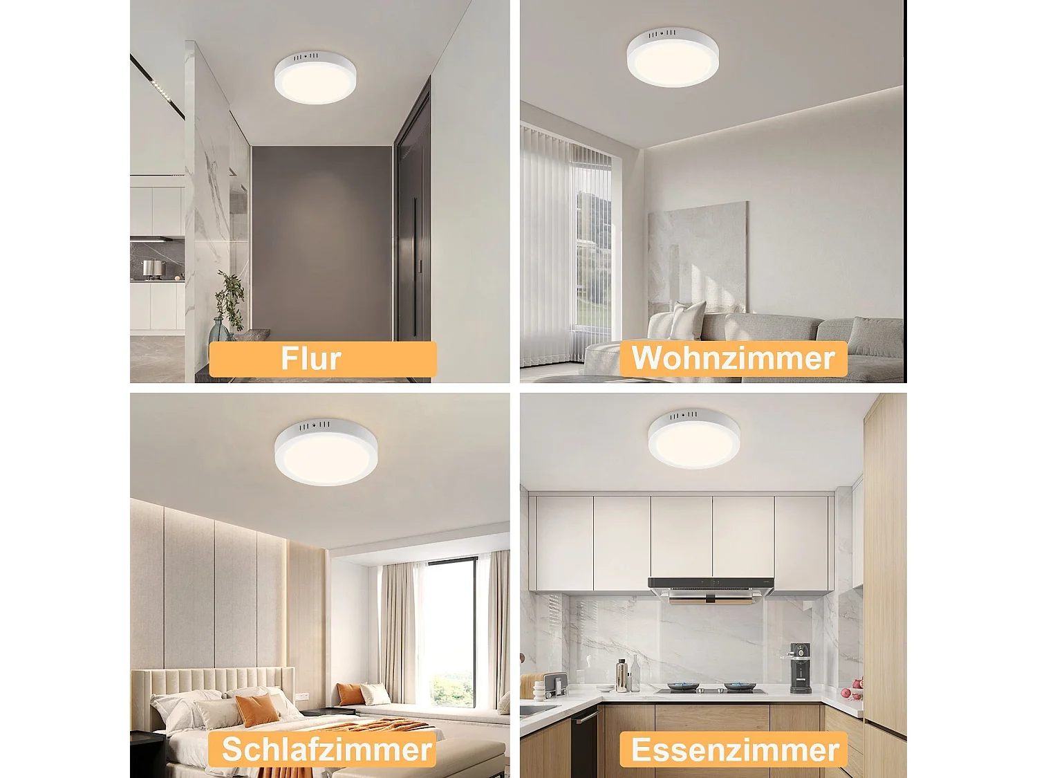 NETTLIFE Plafonnier LED Rond Moderne Blanc Lampe de Couloir 3000K 18W IP44 Étanche pour Cuisine Bureau Salon Salle de Bain Chambre d'Enfant Chambre