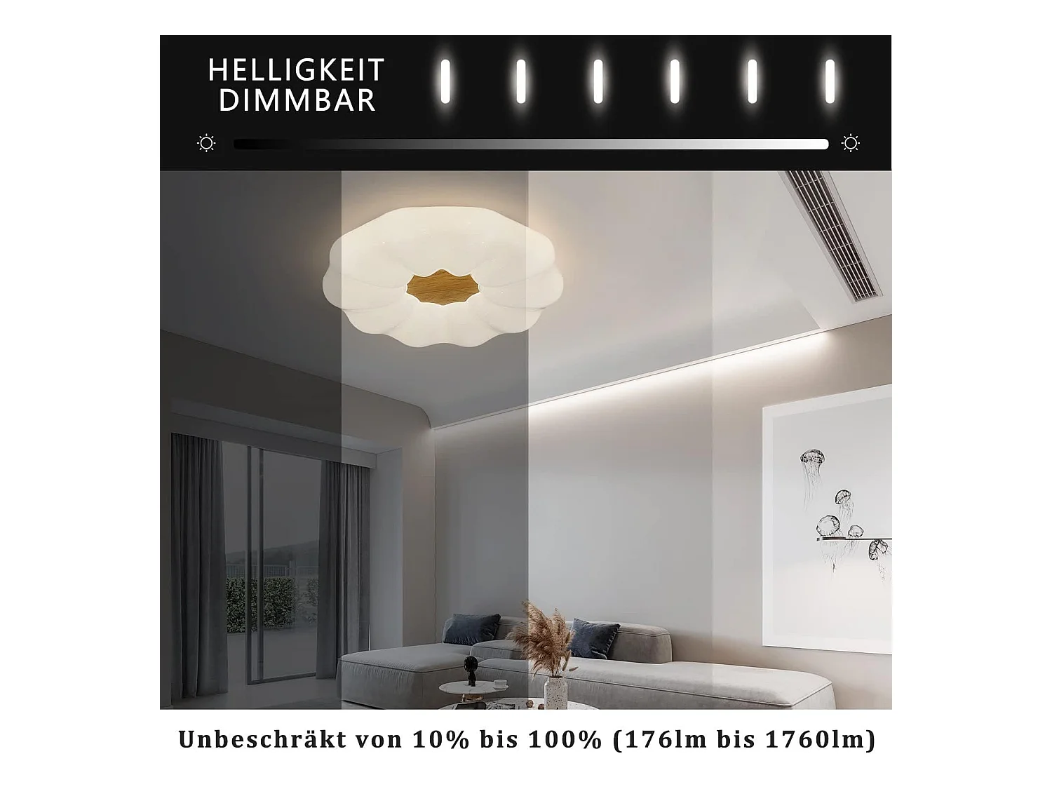 NETTLIFE Plafonnier LED Dimmable 22W 40CM Rond avec Télécommande Chambre d'Enfant Design Moderne Ciel Étoilé pour Chambre Salle à Manger Couloir