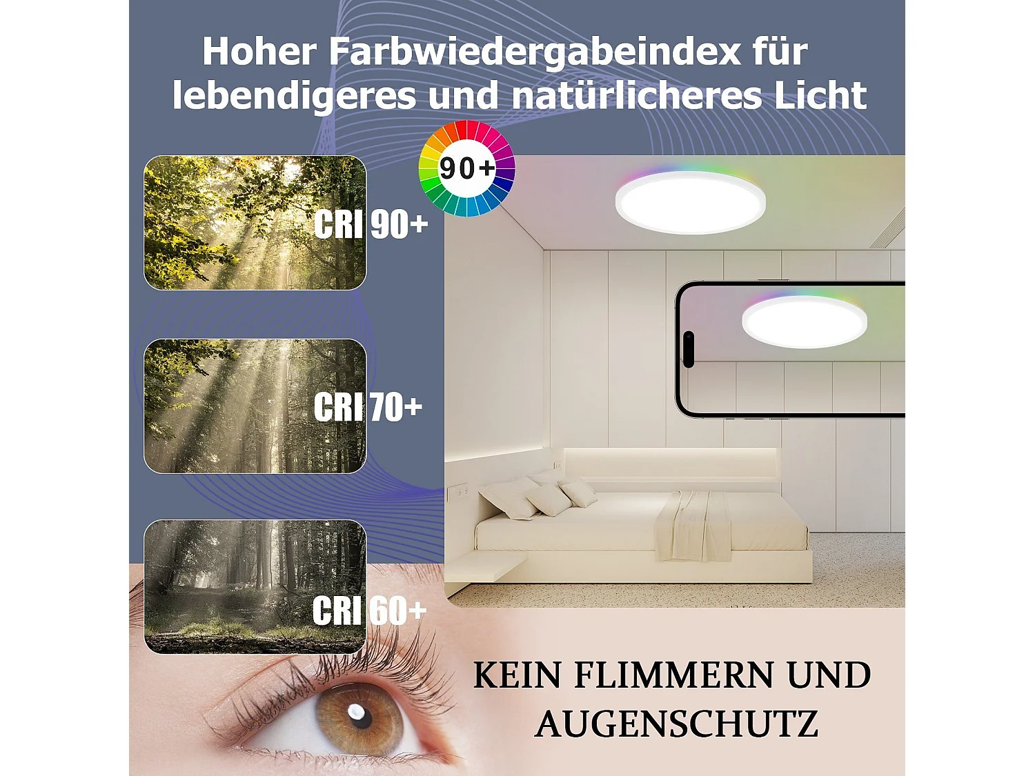 NETTLIFE Lampa sufitowa LED RGB 30 cm okrągła IP44 24 W Płaska zmiana koloru Możliwość przyciemniania za pomocą pilota Sypialnia do sypialni