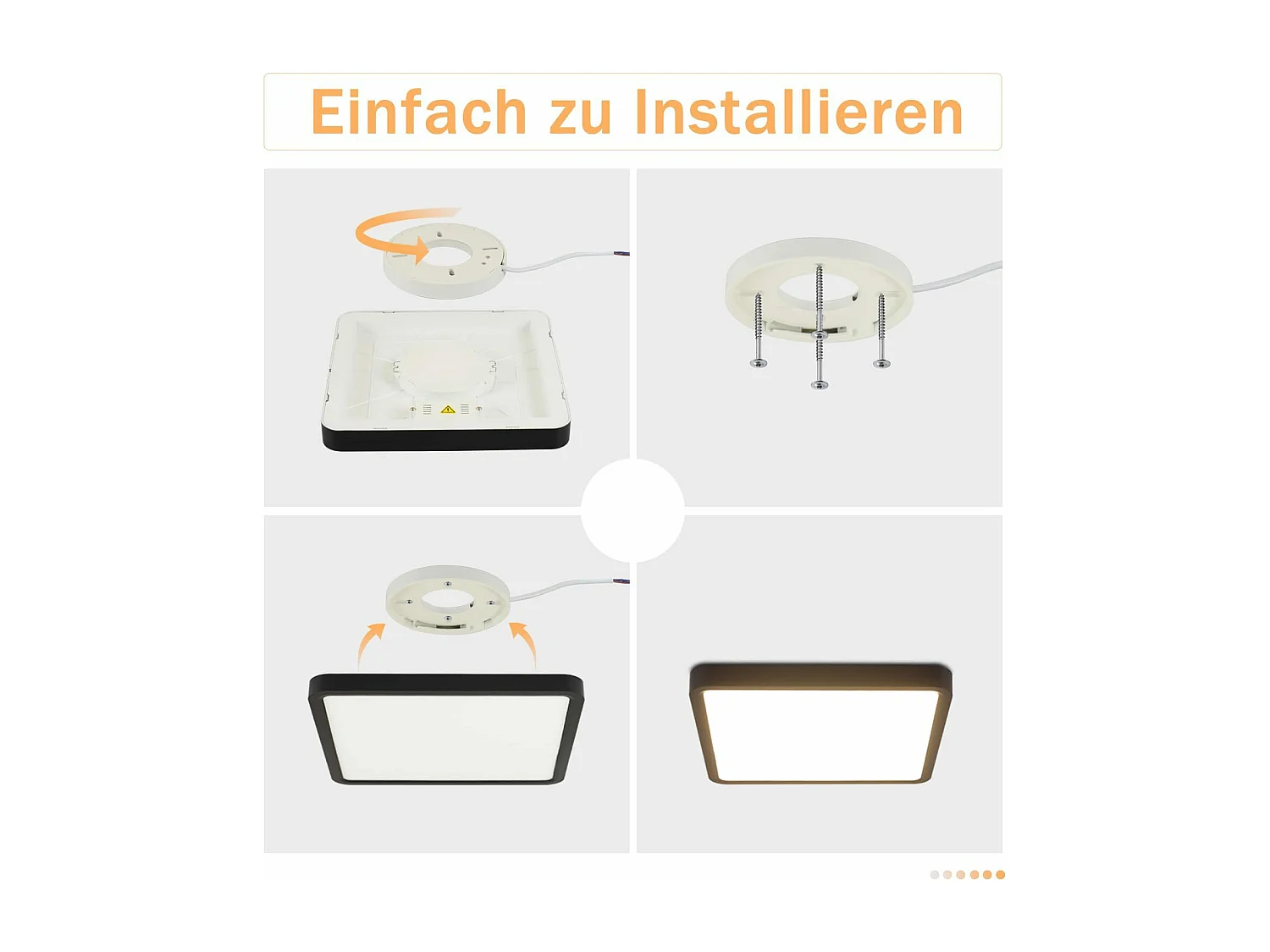 NETTLIFE Plafondlamp - LED - Ø 23 cm - Zwart plafonniére - 23W - warmwit licht - rechthoek