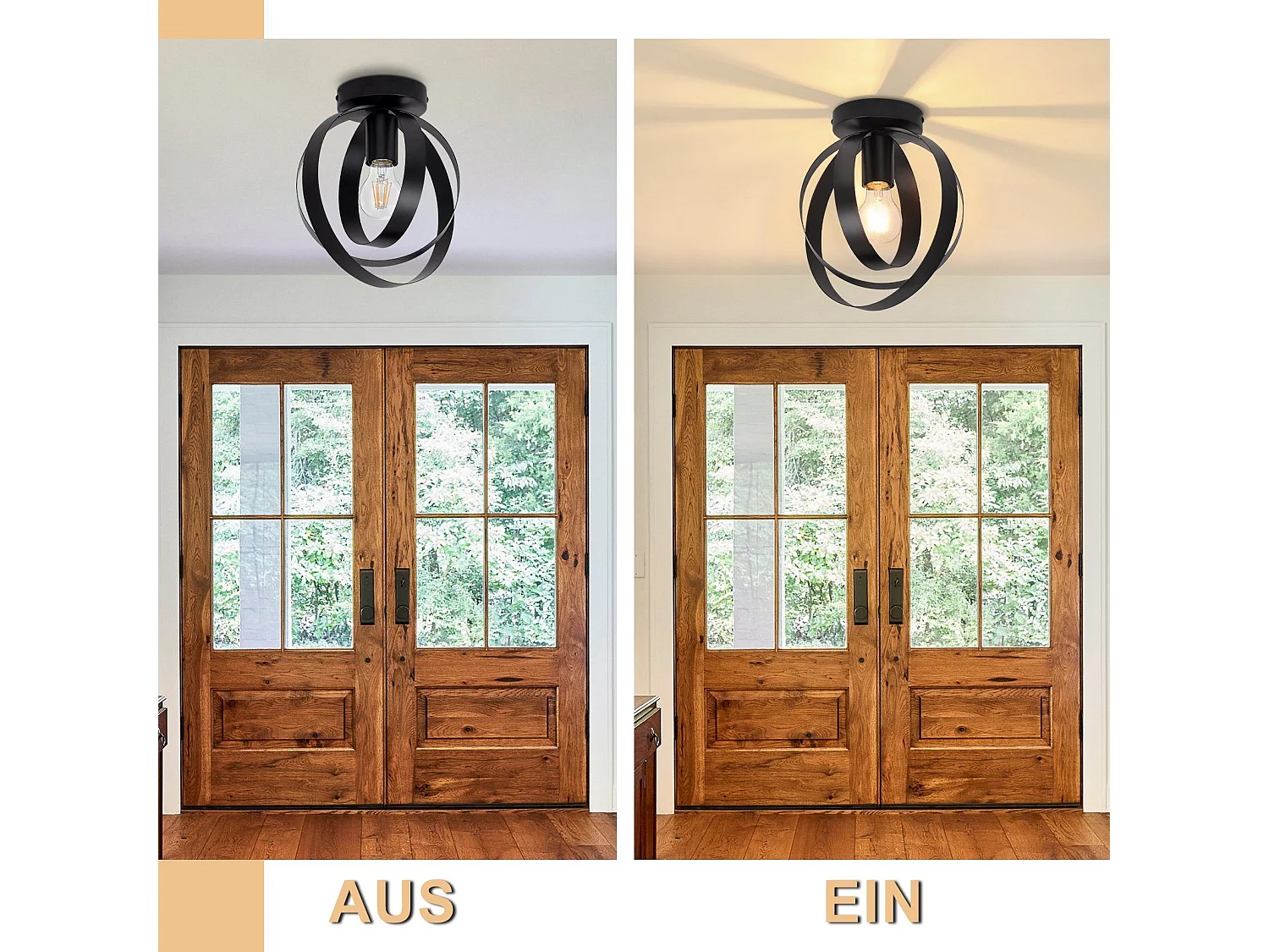 NETTLIFE Plafondlamp E27 - Zwart - Industrieel - Metaal - Retro ganglamp - 360° draaibaar - 24cm - voor woonkamer slaapkamer restaurant gang