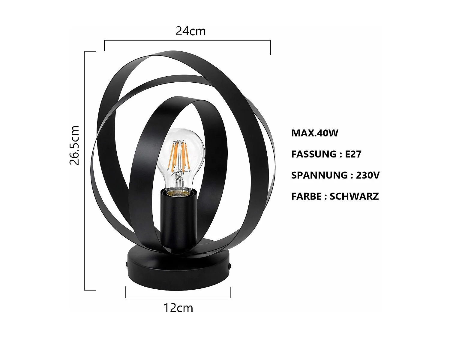 NETTLIFE Plafondlamp E27 - Zwart - Industrieel - Metaal - Retro ganglamp - 360° draaibaar - 24cm - voor woonkamer slaapkamer restaurant gang