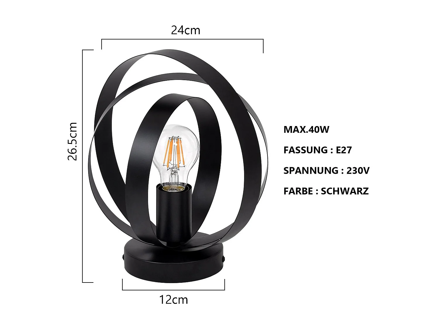 NETTLIFE Plafondlamp E27 - Zwart - Industrieel - Metaal - Retro ganglamp - 360° draaibaar - 24cm - voor woonkamer slaapkamer restaurant gang