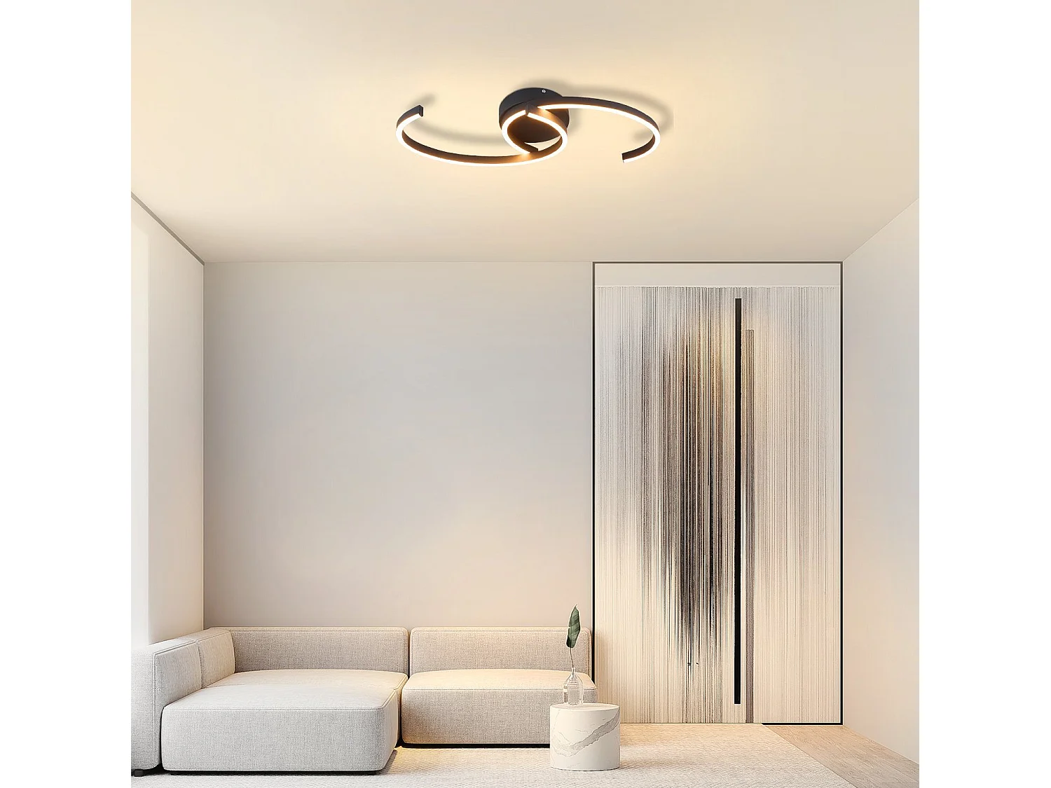 NETTLIFE Moderne LED-Deckenleuchte, 60 cm, Schwarz, 24 W, Warmweiß, Wohnzimmerlampe für Schlafzimmer, Küche, Flur, Esszimmer