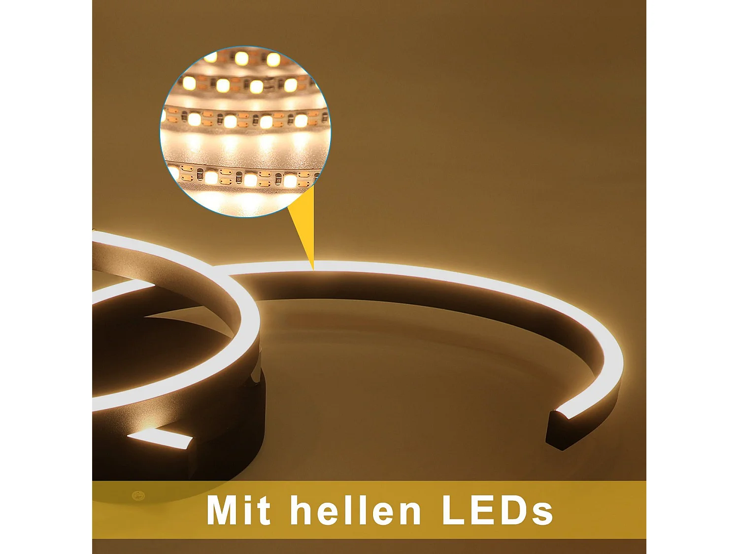 NETTLIFE nowoczesna lampa sufitowa LED 60 cm czarna 24 W ciepła biała lampa do salonu do sypialni kuchnia przedpokój jadalnia