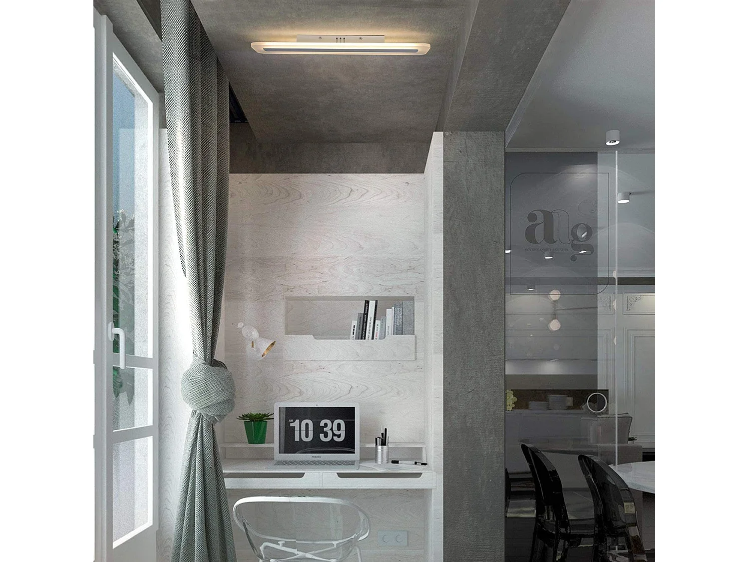 NETTLIFE Plafonnier LED à intensité variable avec télécommande 60 cm 23 W Bureau Couloir Moderne Salon Blanc Chambre Cuisine Salle d'étude