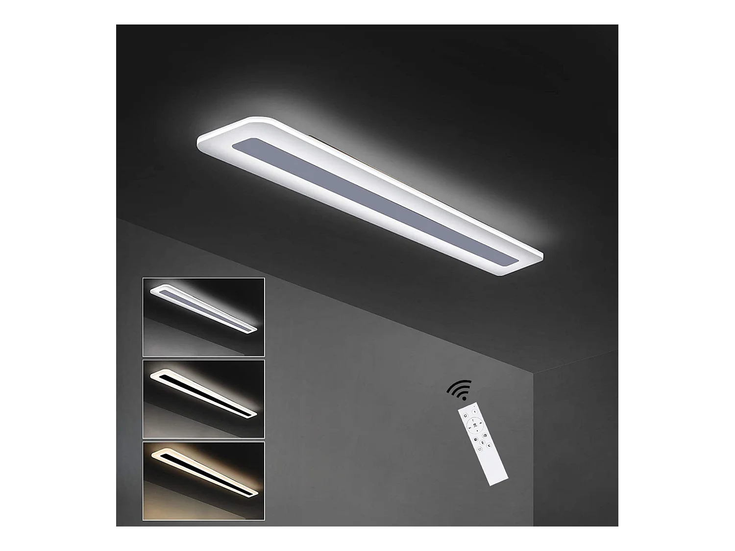 NETTLIFE Plafonnier LED à intensité variable avec télécommande 60 cm 23 W Bureau Couloir Moderne Salon Blanc Chambre Cuisine Salle d'étude