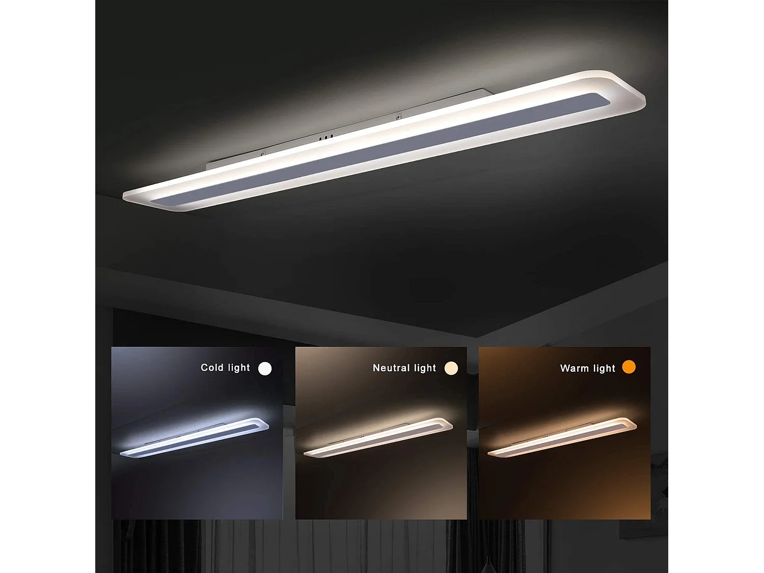 NETTLIFE Plafonnier LED à intensité variable avec télécommande 60 cm 23 W Bureau Couloir Moderne Salon Blanc Chambre Cuisine Salle d'étude