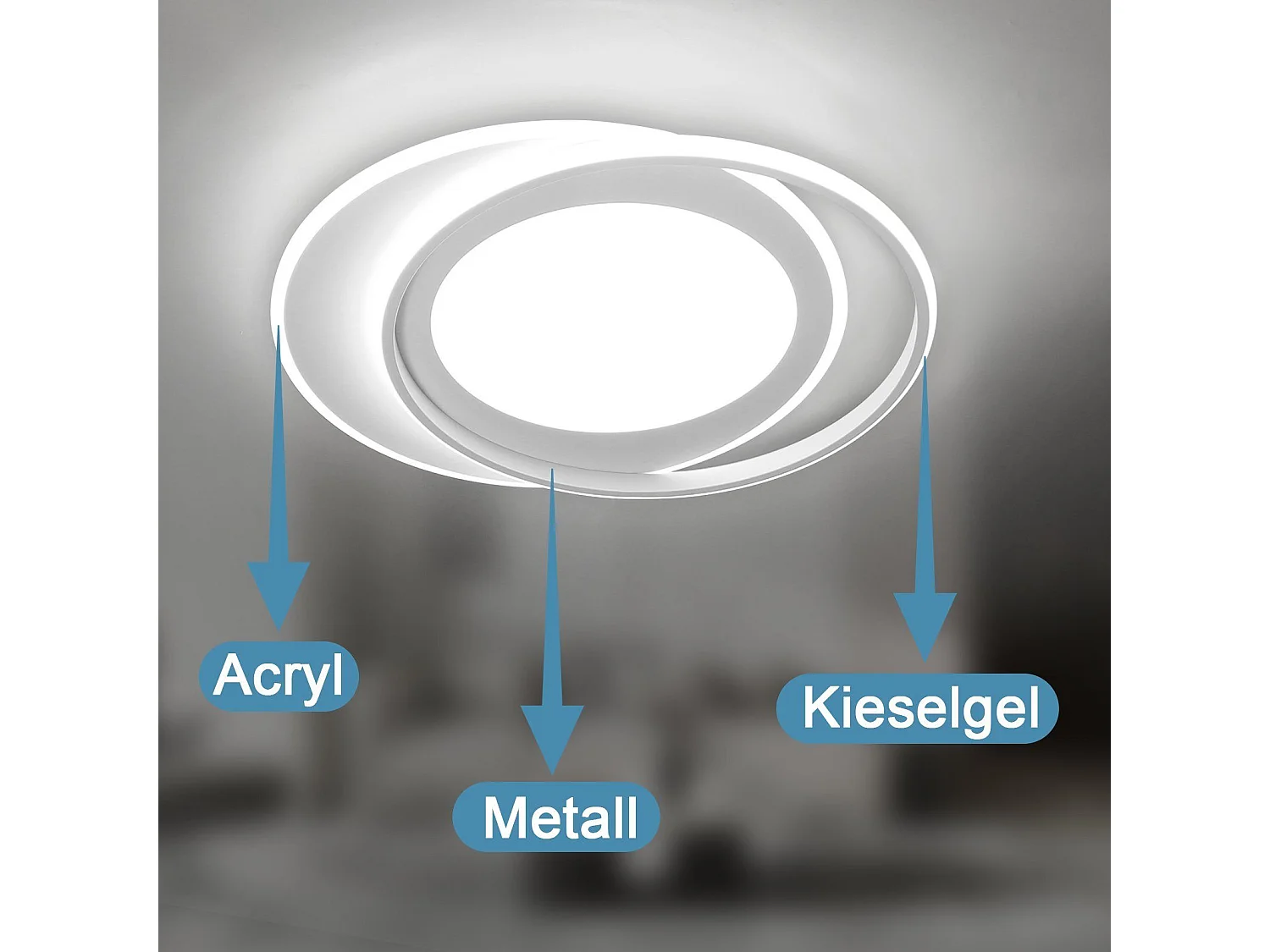 NETTLIFE Lampa sufitowa LED do salonu z pilotem Sypialnia 66W Nowoczesna lampa kuchenna w kształcie pierścienia