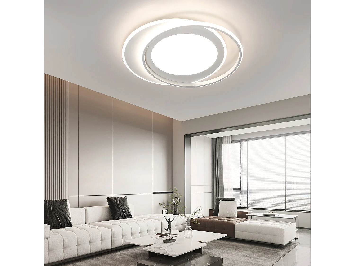 NETTLIFE Lampa sufitowa LED do salonu z pilotem Sypialnia 66W Nowoczesna lampa kuchenna w kształcie pierścienia