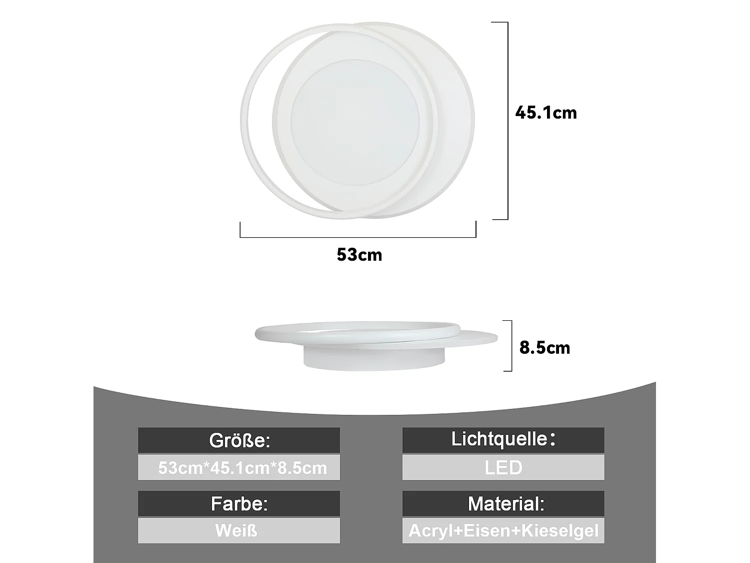 NETTLIFE Plafonnier LED Lampe de Salon Lampe avec Télécommande Chambre 66W Lampe de Cuisine Moderne Design Anneau