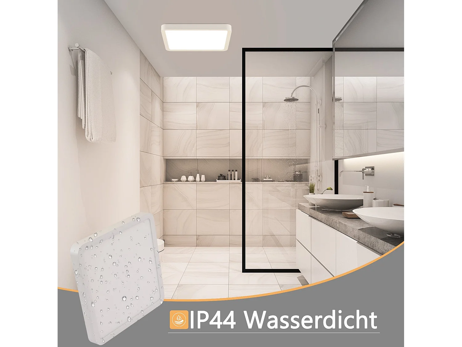 NETTLIFE Plafondlamp - LED - Ø 23 cm - witte plafonniére - 23W - warmwit licht - rechthoek