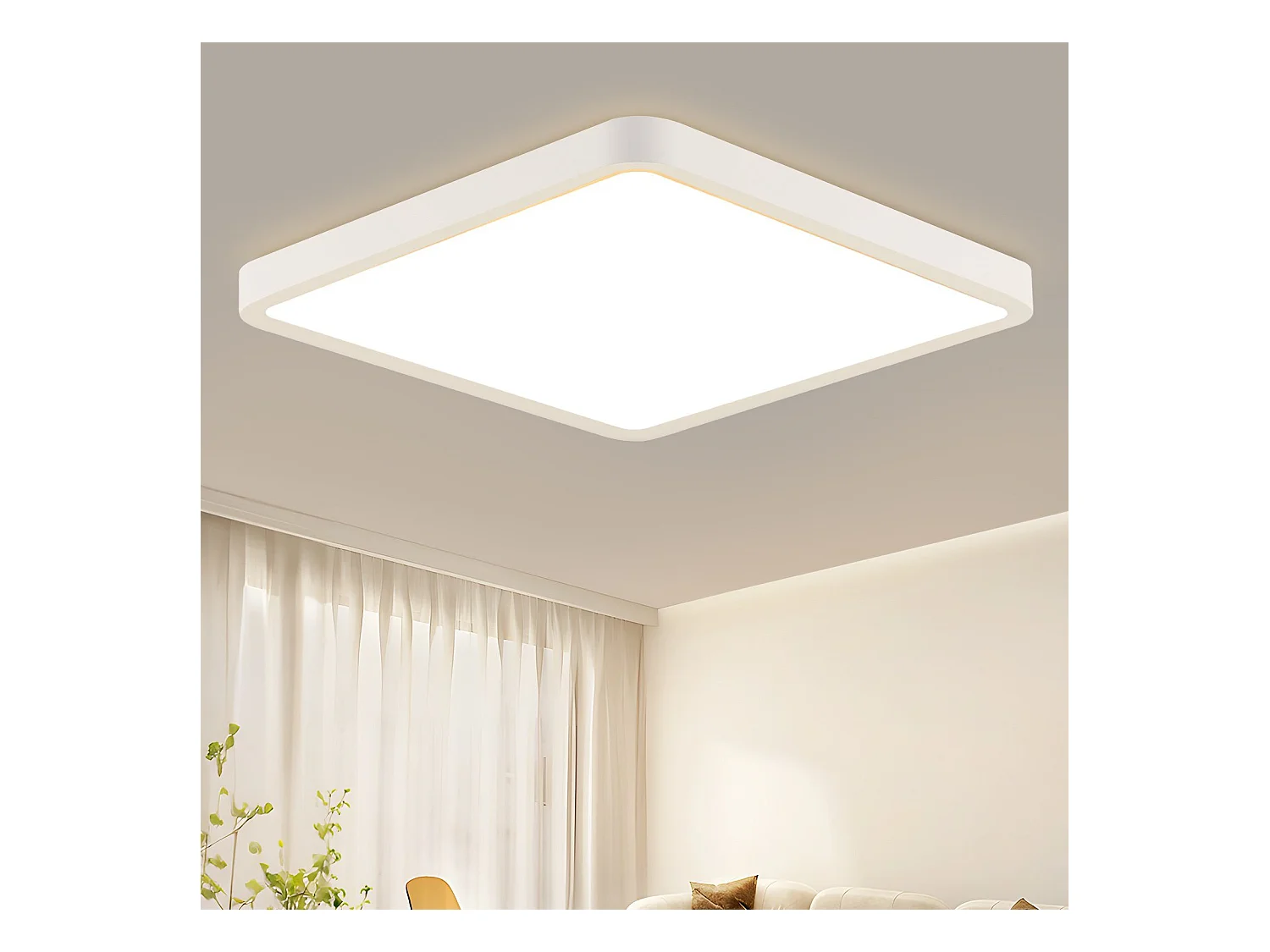 NETTLIFE Plafonnier LED 23W lampe de chambre IP44 blanc chaud 23cm lampe de cuisine lampe de salle de bain carrée lampe de couloir pour cuisine