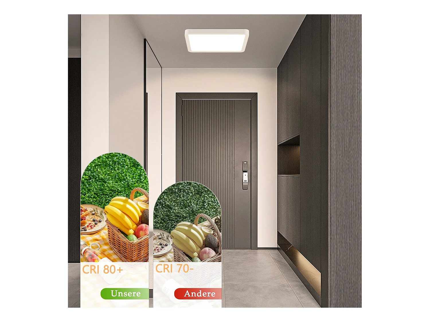 NETTLIFE Plafonnier LED 23W lampe de chambre IP44 blanc chaud 23cm lampe de cuisine lampe de salle de bain carrée lampe de couloir pour cuisine