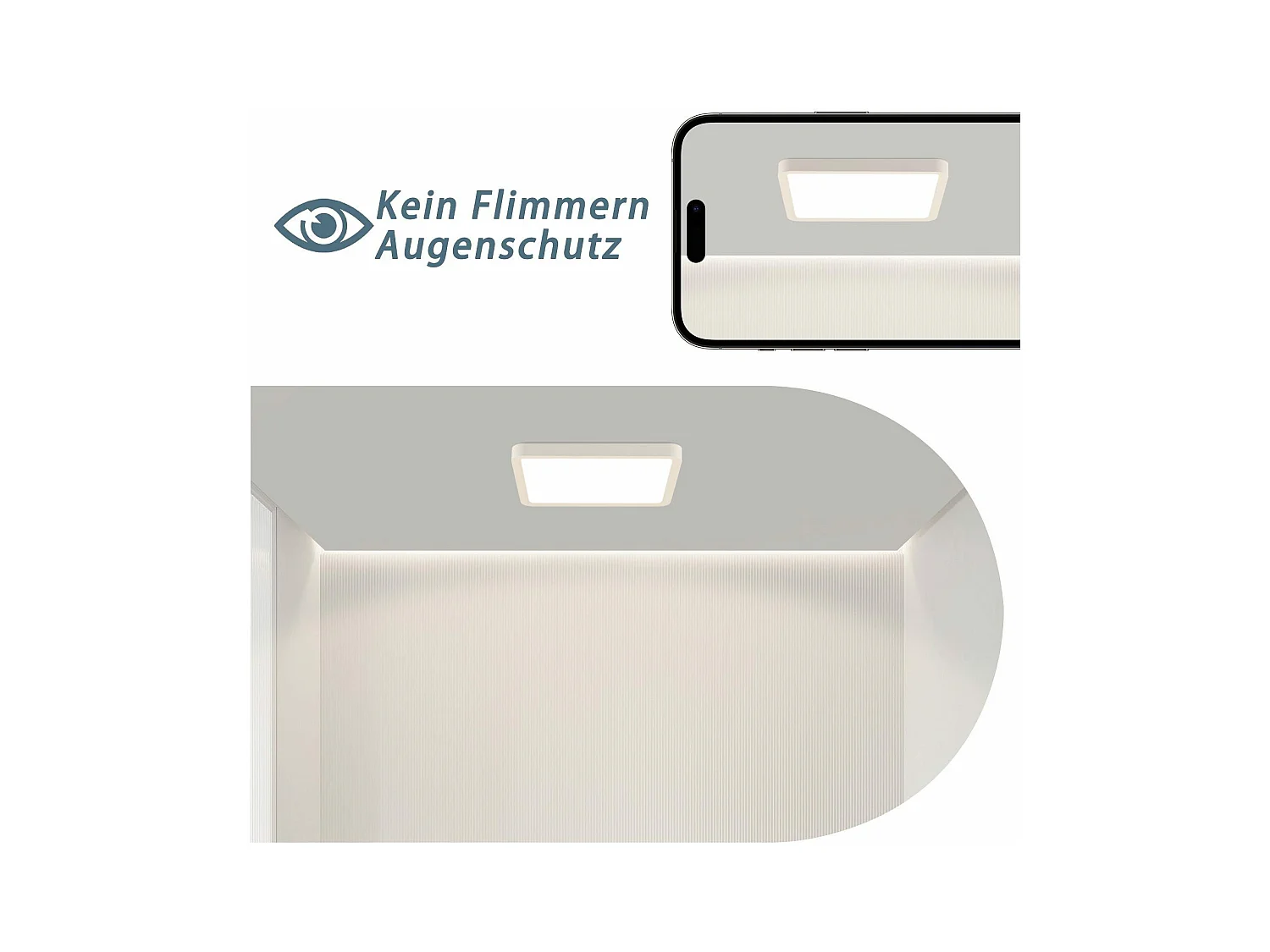 NETTLIFE Plafonnier LED 23W lampe de chambre IP44 blanc chaud 23cm lampe de cuisine lampe de salle de bain carrée lampe de couloir pour cuisine
